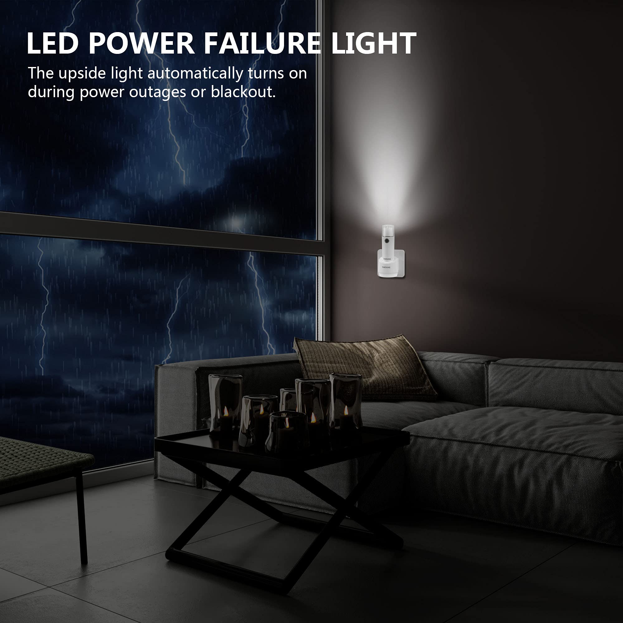 Aosbet Thovas Emergency Led Flashlight, Power Failure Light, Plug-In Flashlight For Home, Rechargeable Power Failure Flashlights, Handheld Lights Perfect For Hurricane, Survival Kits Emergencies 3 Pack