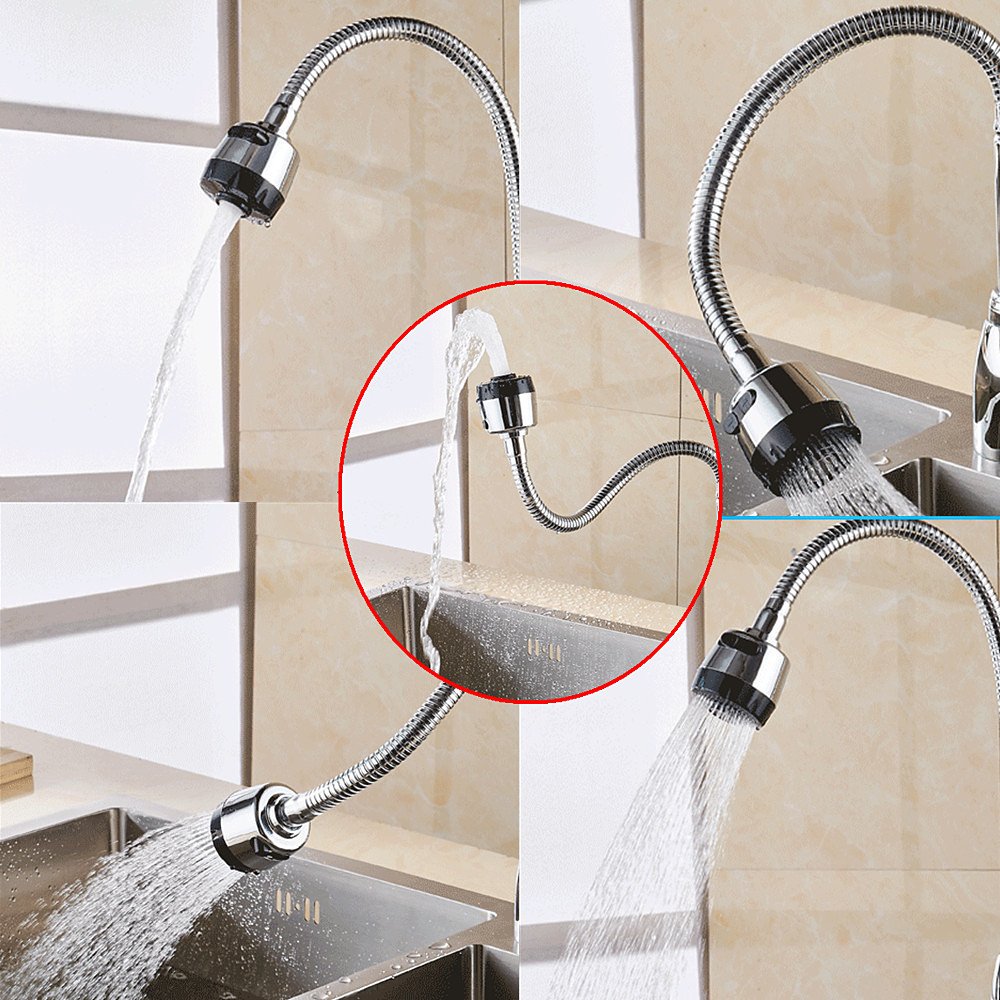 Antfees Kitchen Single Cold Water Sink Faucet 360° Rotatable Tap Swivel Aerator Only Cold Water Flexible Bendable With Sprayer