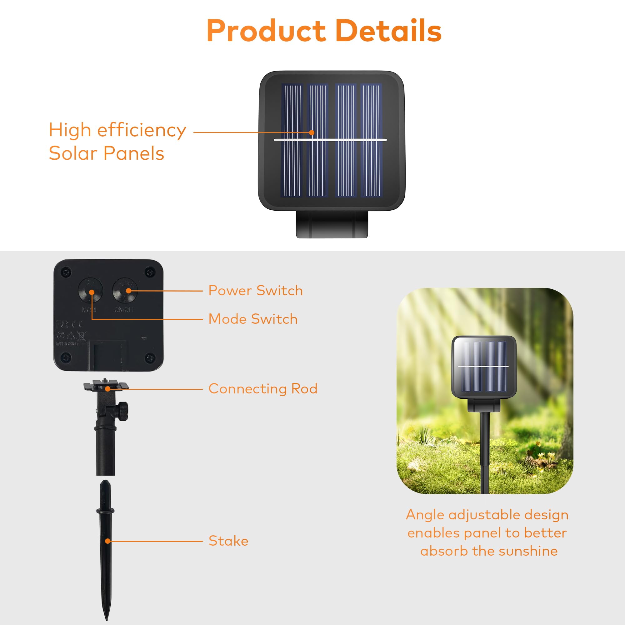 Ohlux 3 Pack Solar String Lights Outdoor, Orange Total 99Ft 300Led Solar Powered Waterproof Fairy Lights, 8 Modes Christmas Lights For Garden Christmas Patio Tree Wedding Decor
