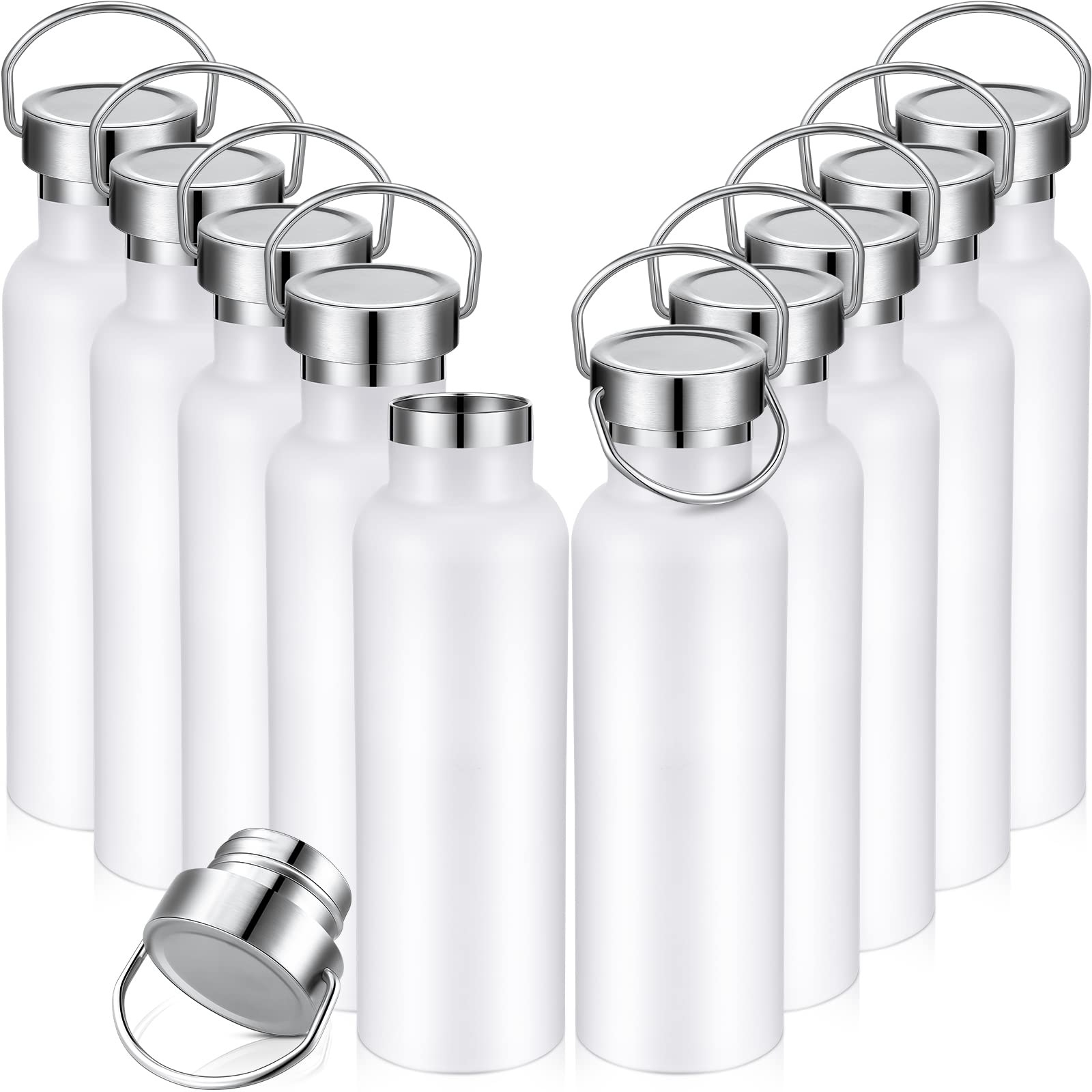 10 Pack Insulated Water Bottle 20 Oz Stainless Steel Sport Bottle Bulk Double Wall Metal Reusable