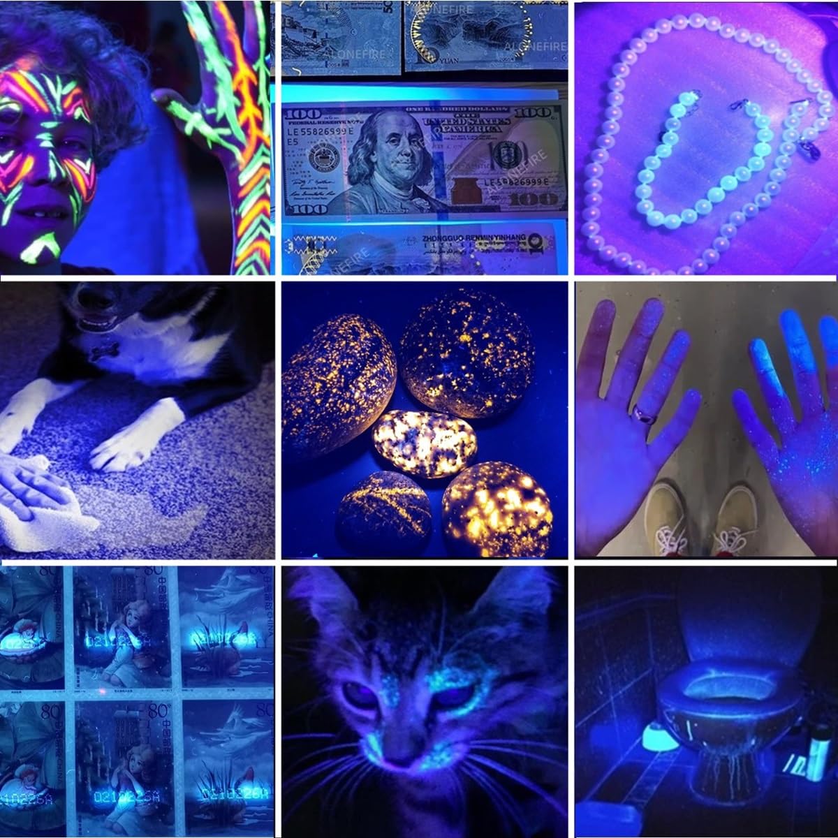 Alonefire Sv95 365Nm Small Uv Flashlight 3W Usb C Rechargeable Mini Woods Lamp Money Checker Black Light For Resin Curing, Pet Urine Detection, Scorpion, Bed Bug, Minerals,Leaks With Built-In Battery