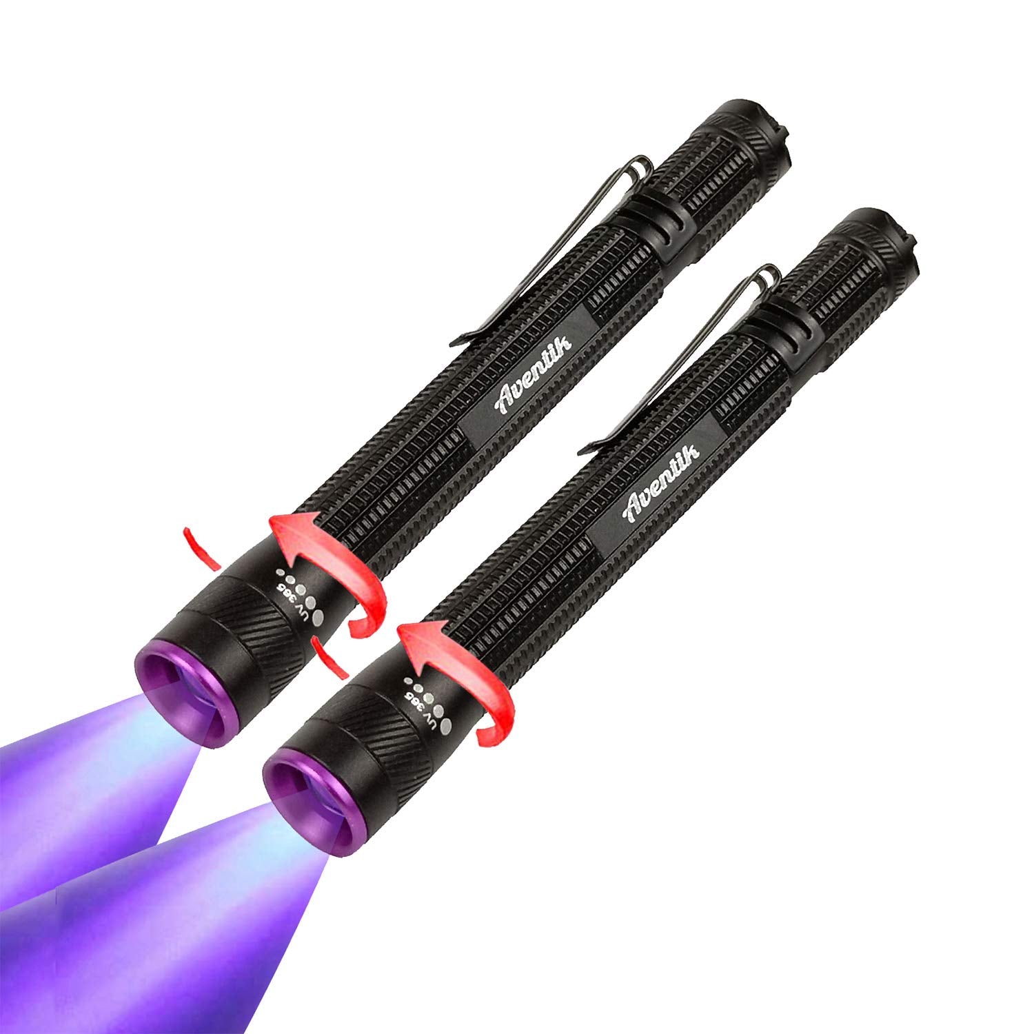 Aventik D Edison Design Power 365Nm Zoomable Pen Light (2Pc 365Nm Black)