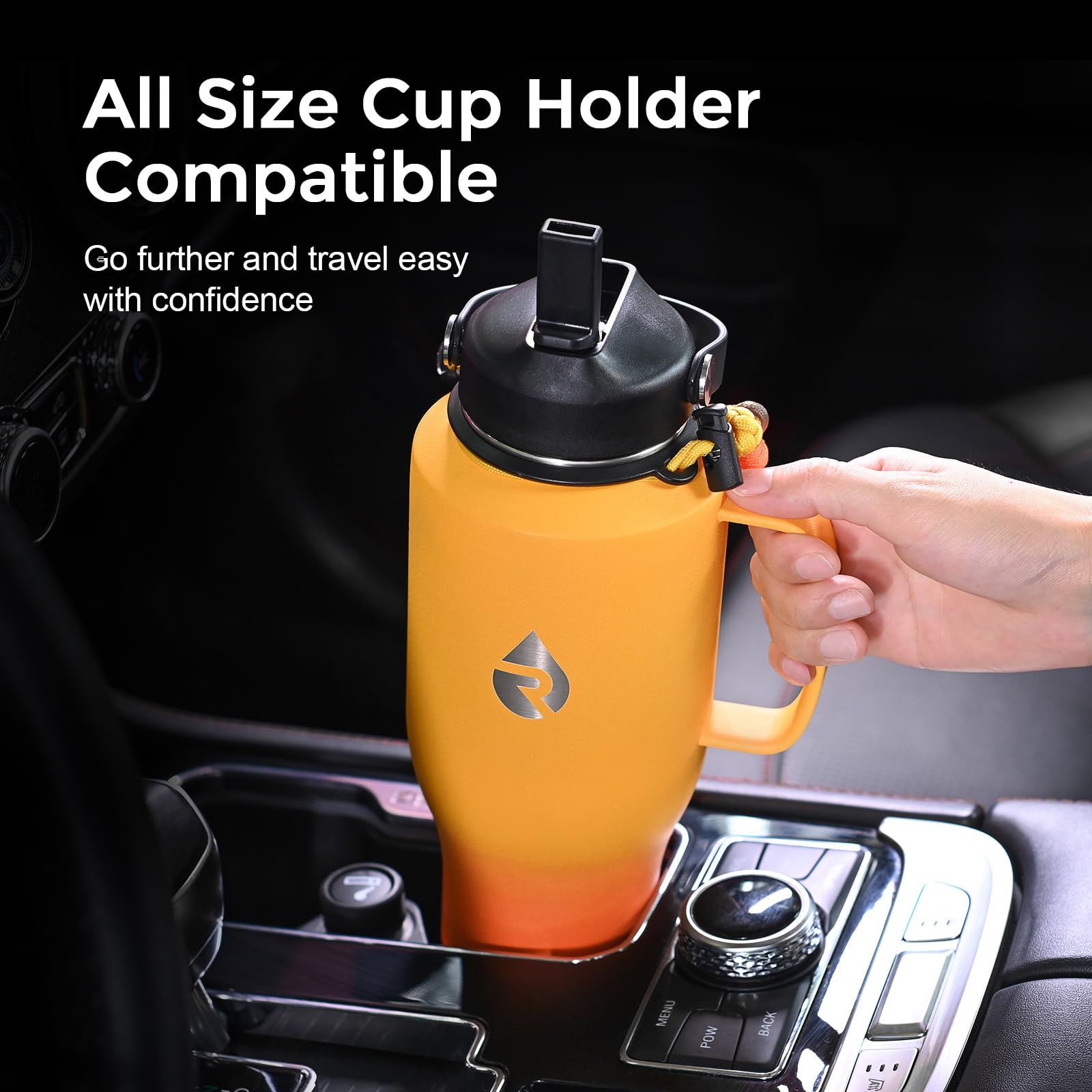 Insulated Water Bottle 40Oz (Cold For 48 Hrs), Stainless Steel Water Bottle With Handle & Straw Lid