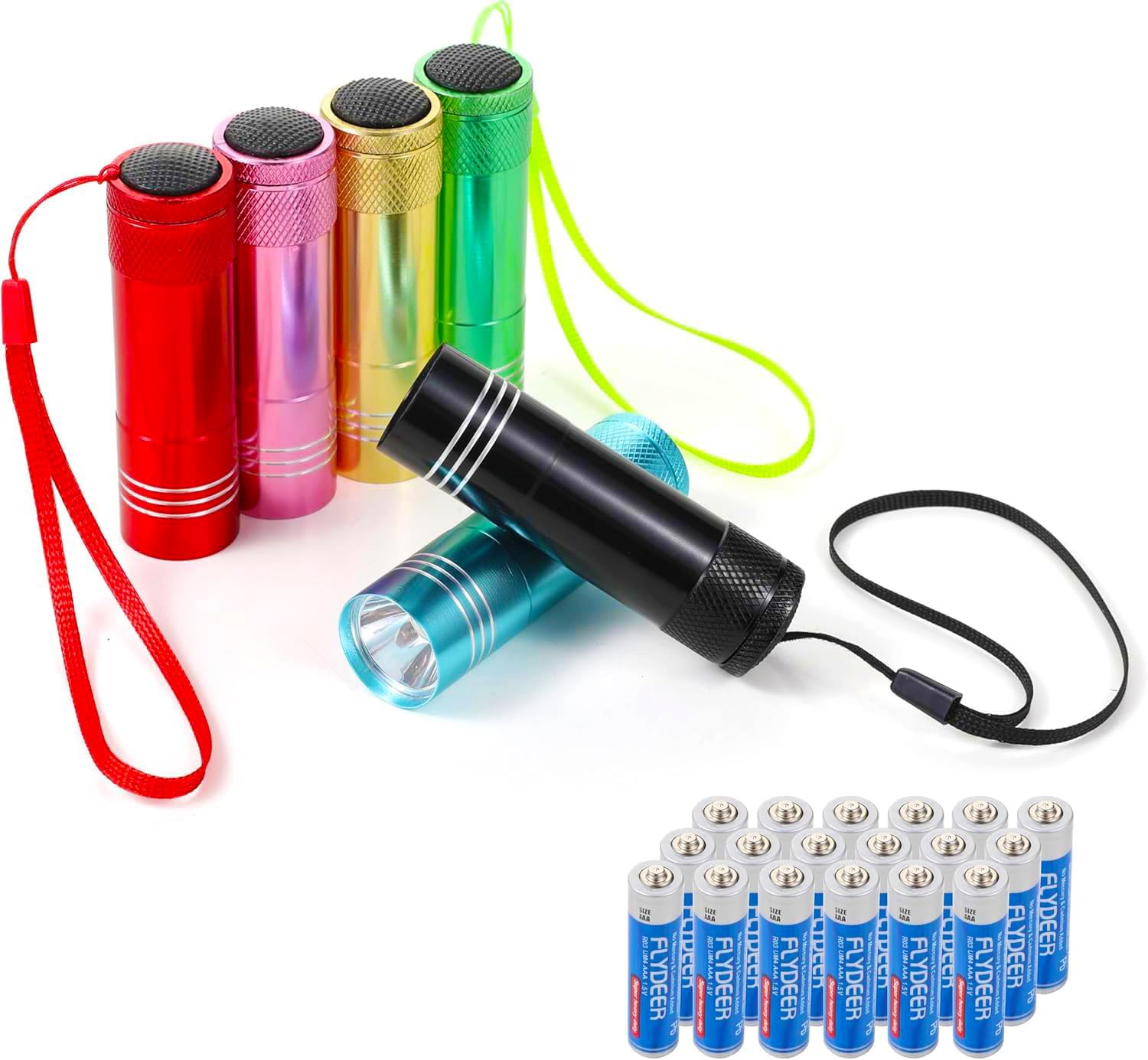 Hilngav 6 Pack Mini Flashlight Set, Small Aluminum Led Handheld Torches With Lanyard, Assorted Colors, Batteries Included For Party Favors, Night Reading, Christmas  Stocking Stuffers