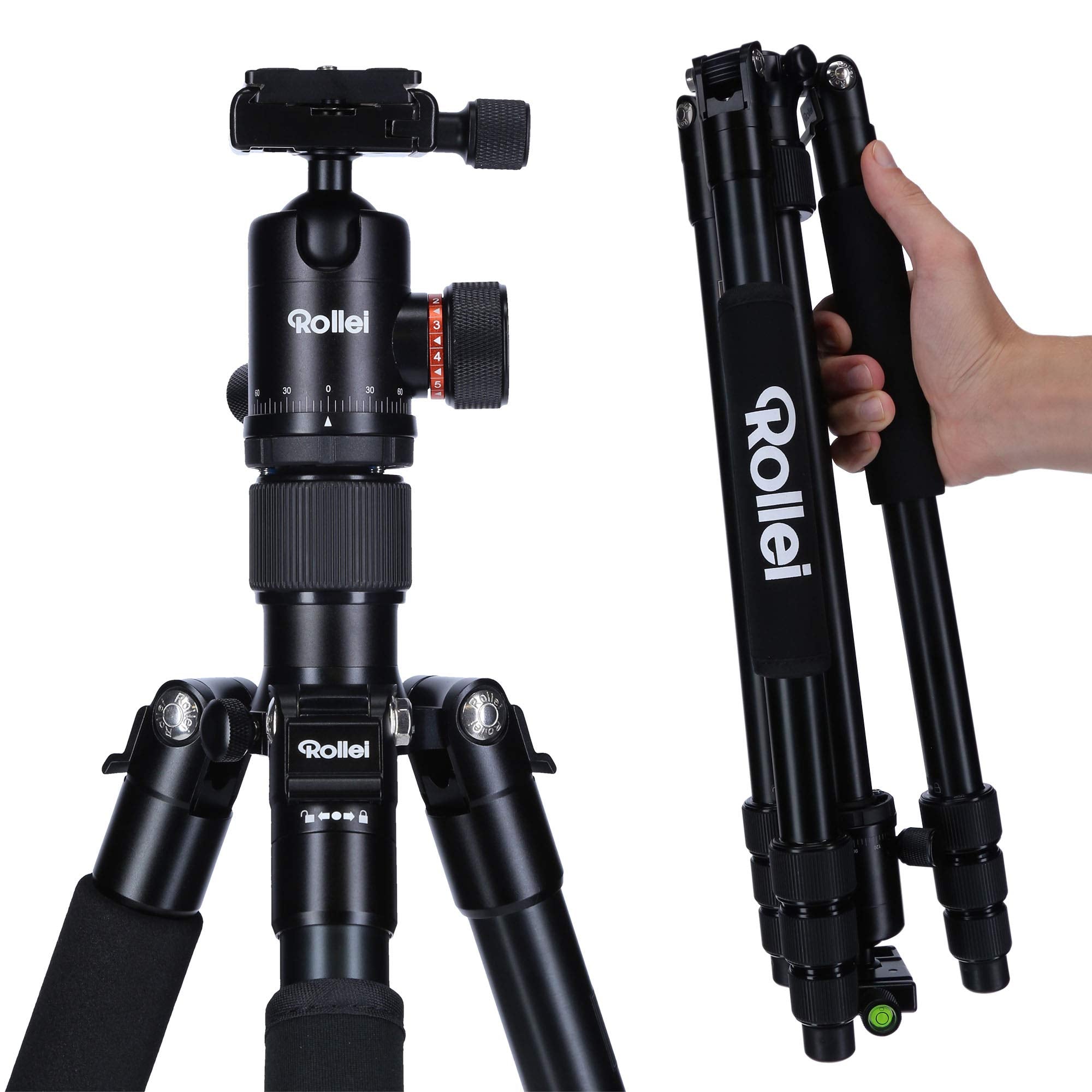 Rollei C5I - Aluminum Tripod With Panoramic Ball Head - Arca Swiss Compatible - Max. Load 8 Kg - Black