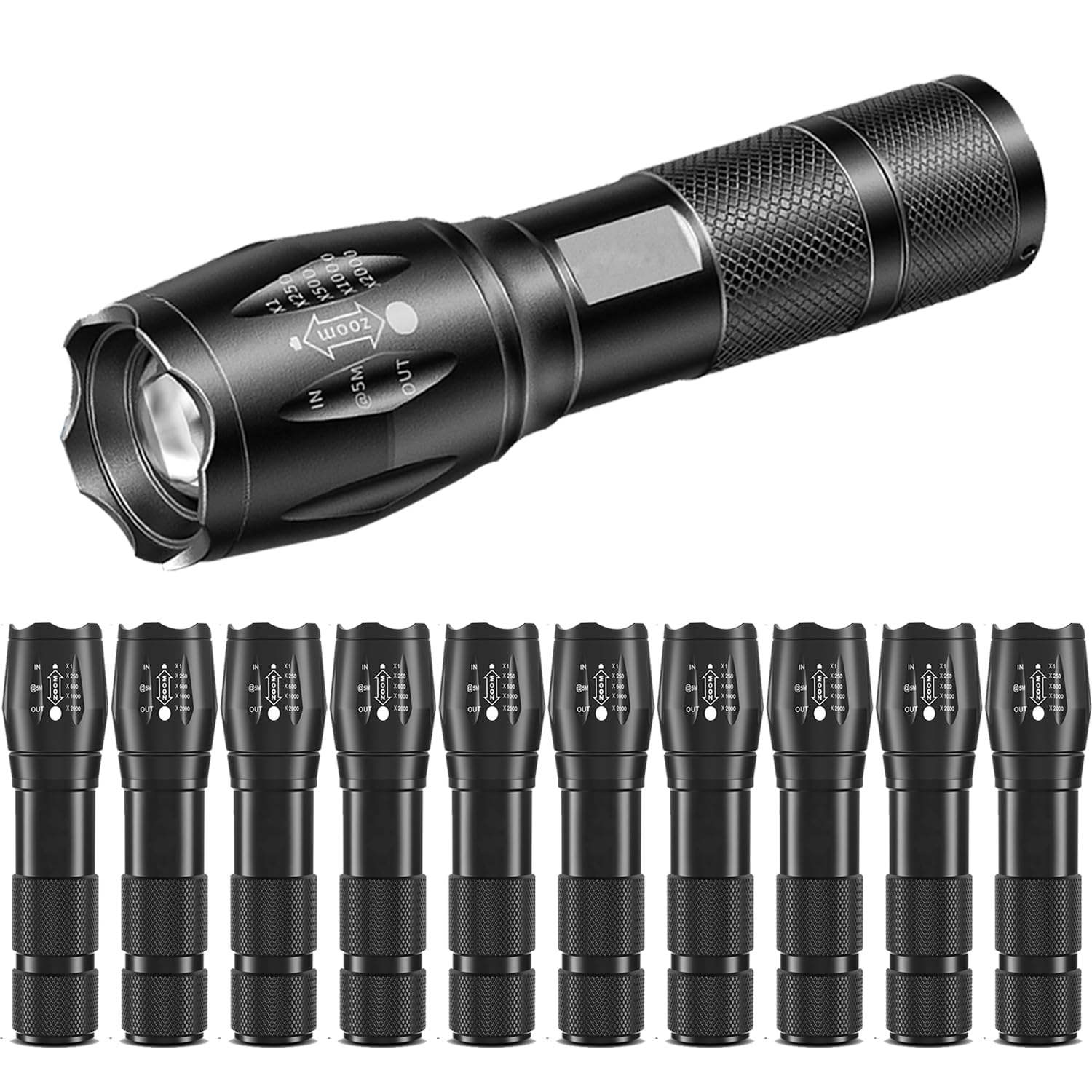 Mviocs 10 Pack Led Flashlight, Bright Powerful Flash Light With 5 Lighting Modes, Small Zoomable Utility Flashlights High Lumens, Waterproof Edc Flashlights For Home, Camping, Emergency