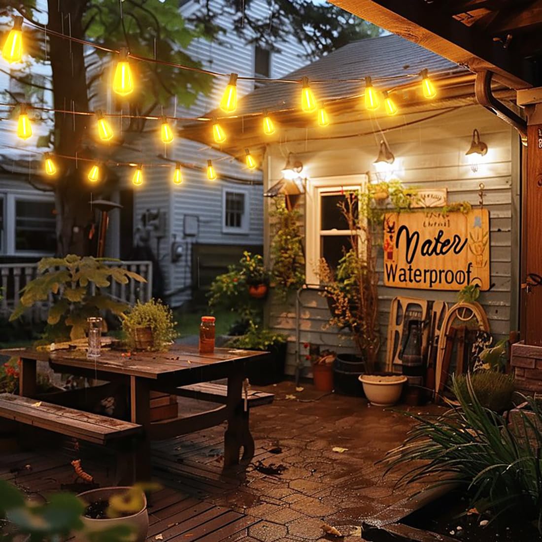 Lapitio 150Ft Outdoor String Lights With Remote, Garden Patio Decor With 2500K Warm White, 75+3 Led Edison Bulbs, Support Timer Dimmable Waterproof Shatterproof For Yard Outside Porch Deck Backyard