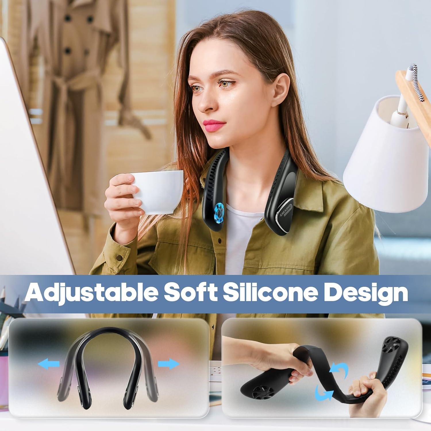 Kakashi 6000Mah Portable Neck Fan Rechargeable, Bladeless Operated Wearable Personal Fan