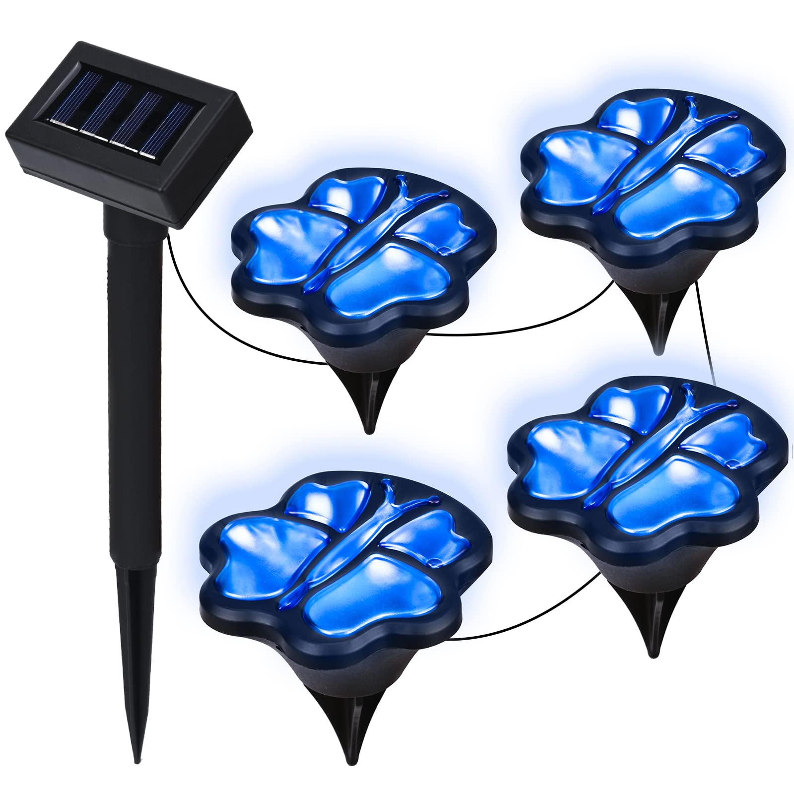 Greenidea Butterfly Solar Lights, Set Of 4 Outdoor Ground Lights Butterfly Fairy Lights Animal Solar Garden Lights Decorative For Landscape Path Patio Yard Walkway
