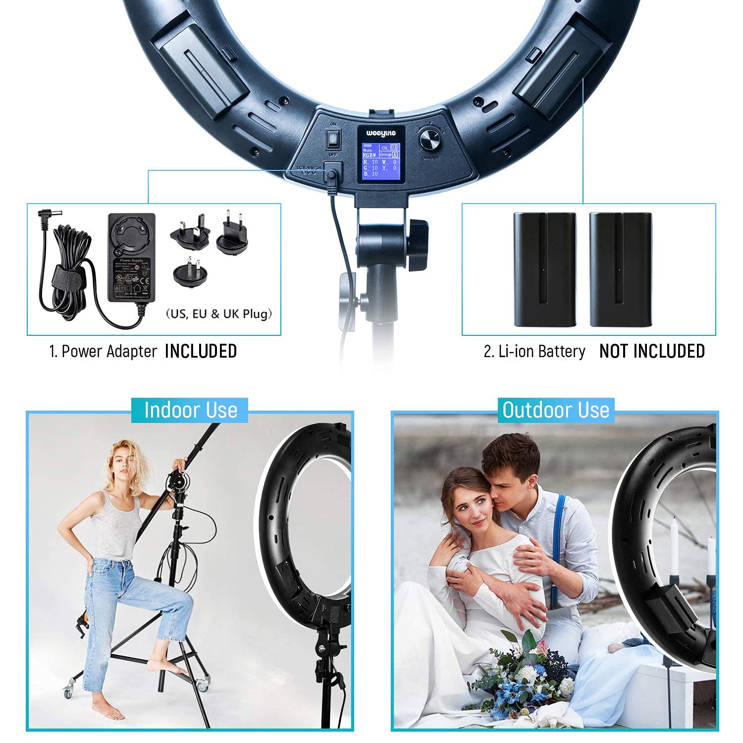 Weeylite We-10 18 Inch Ring Light, Rgb Light Ring With Tripod Stand & Phone Holder, Remote/App Control, Dimmable 2500K-8500K Cri95 Circle Selfie Light For Live Stream Makeup Selfie Video Tiktok