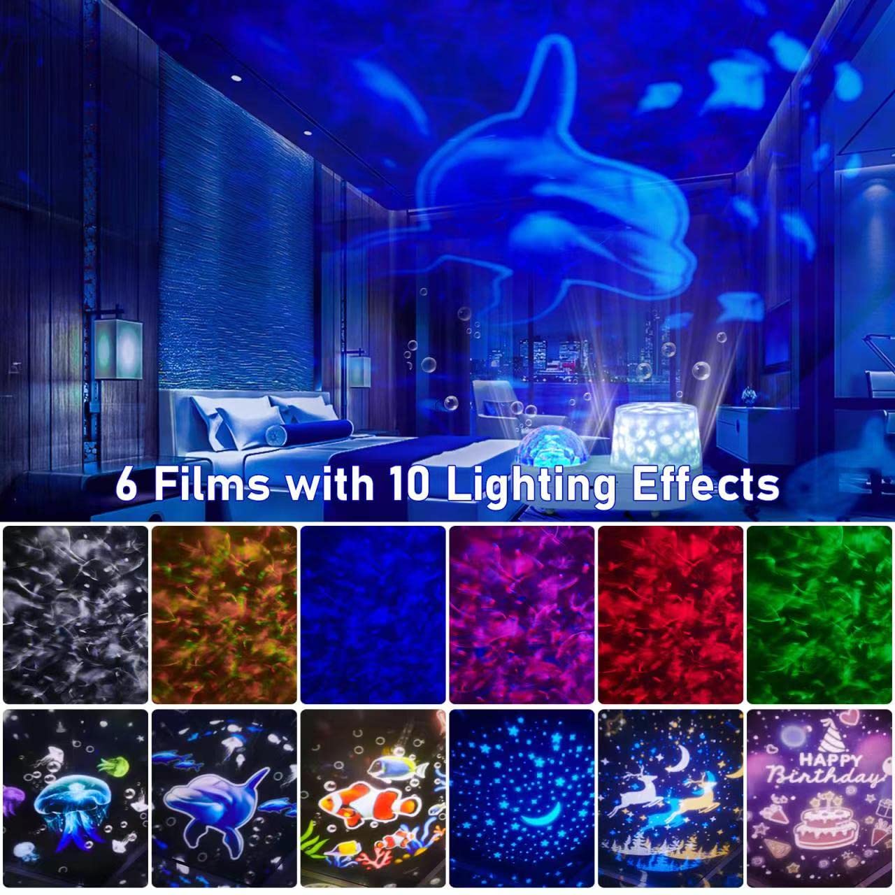 Stars Lamp Ocean Night Light Projector, Kids Galaxy Projector For Bedroom, Nebula Star Projector With Usb Cable, 360 Degree Rotation Kid Night Light Lamp For Decorating Party,Birthdays,Christmas