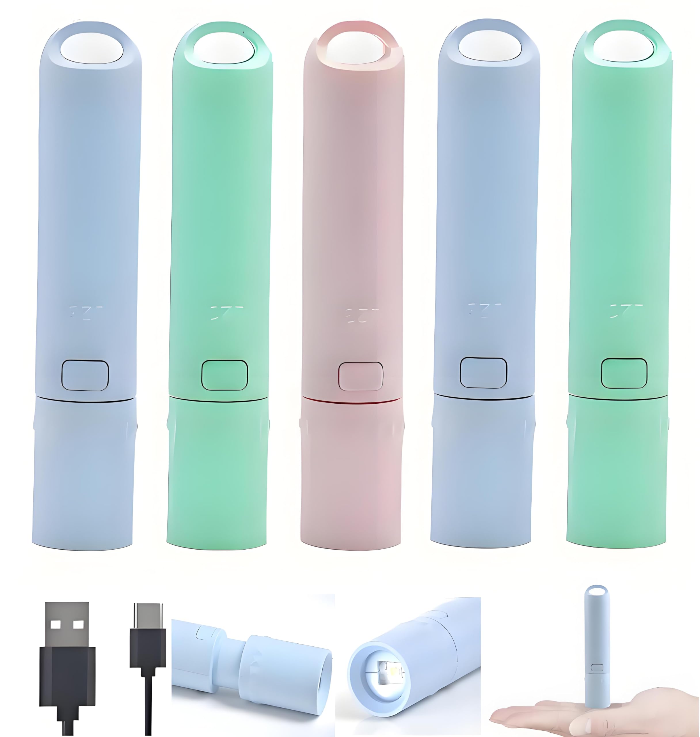 Darlur 5Pack Mini Small Led Flashlights,Usb C Rechargeable Flash Lights,Ultralight Zoomable Flashlights For Home, Emergency, Camping ,Dog Walking,Bulk For Kids