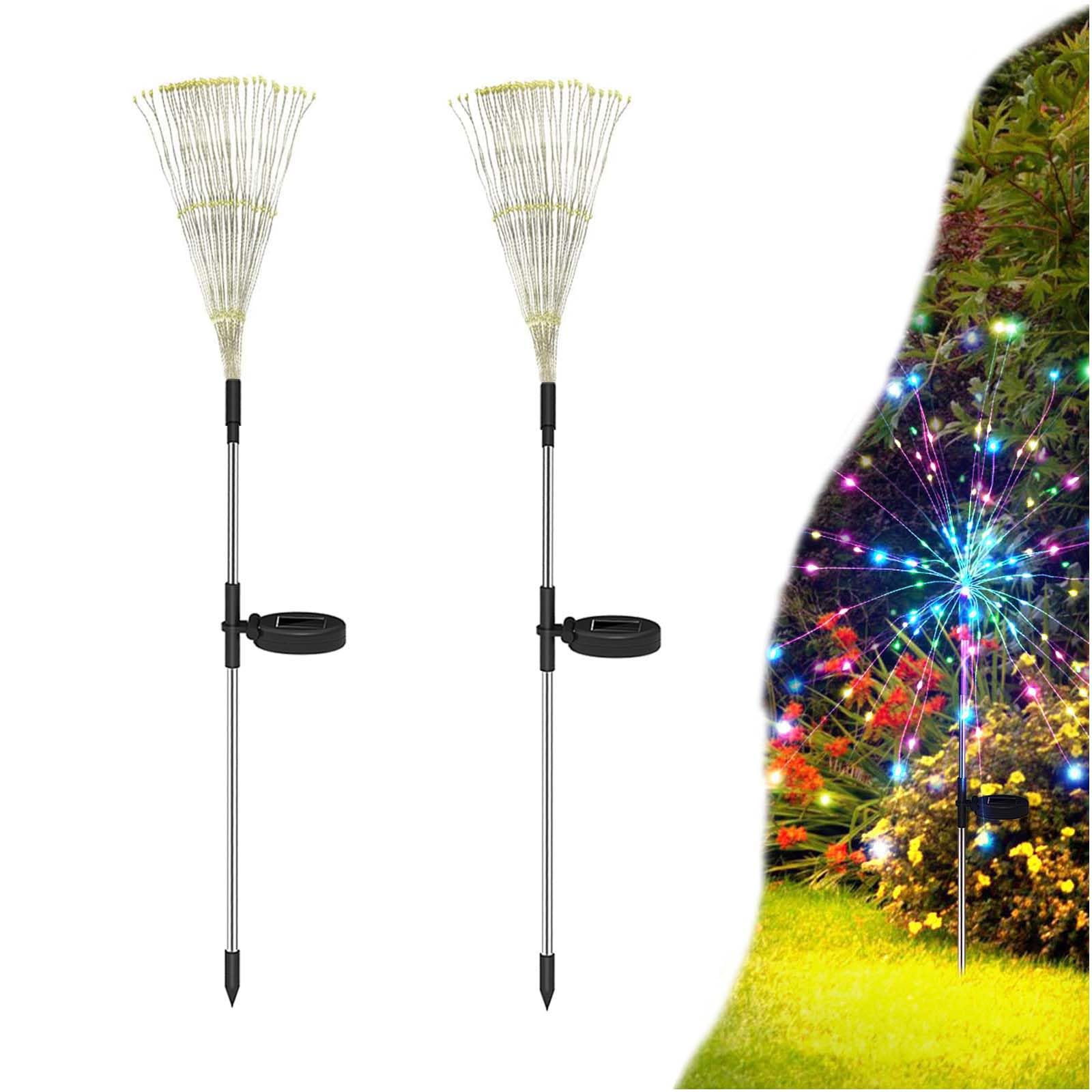 Etheray Solar Lights Outdoor For Garden Decor 2 Pack, Led Fairy Fireworks Lights For Decorations Yard Patio Porch Backyard Plant Tree Bushes Clearance (Multi-Colored)