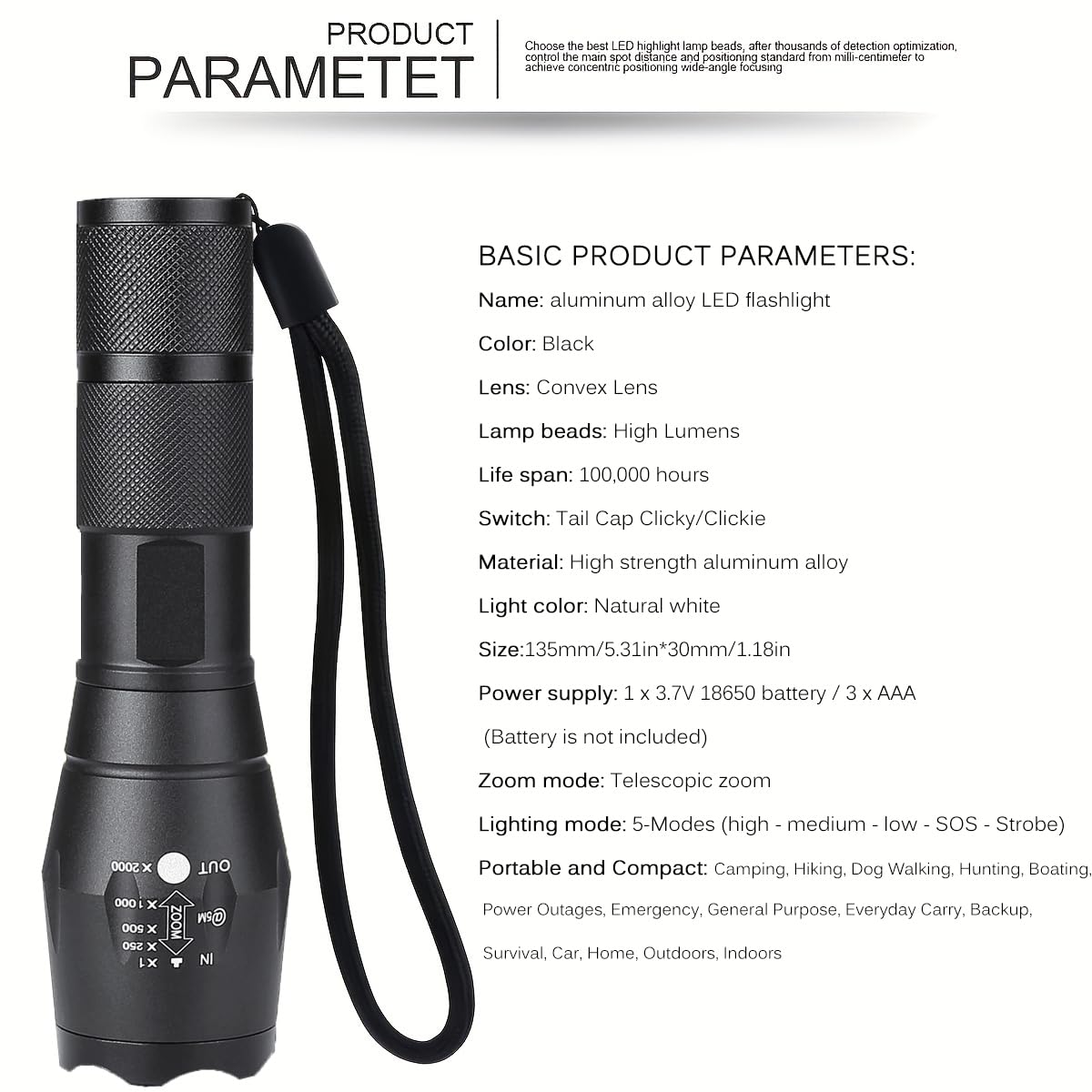 Modoao Led Flashlight High Lumens - Flashlights For Camping, Hiking, Dog Walking - Powerful Emergency Flashlights With 5 Modes For Outdoor Use - Bright Flashlight With Zoomable Beam (3-Pack)