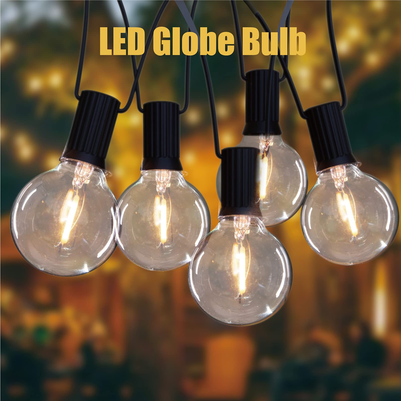 Ecovania G40 Led String Light Bulbs,1.57 Inch Plastic Led Globe Patio Bulbs For Outdoor String Lights, E12 Candelabra Socket Base,1 Watt Equvalent To 5Watt Incandescent Bulbs,Warm White, 50Pack
