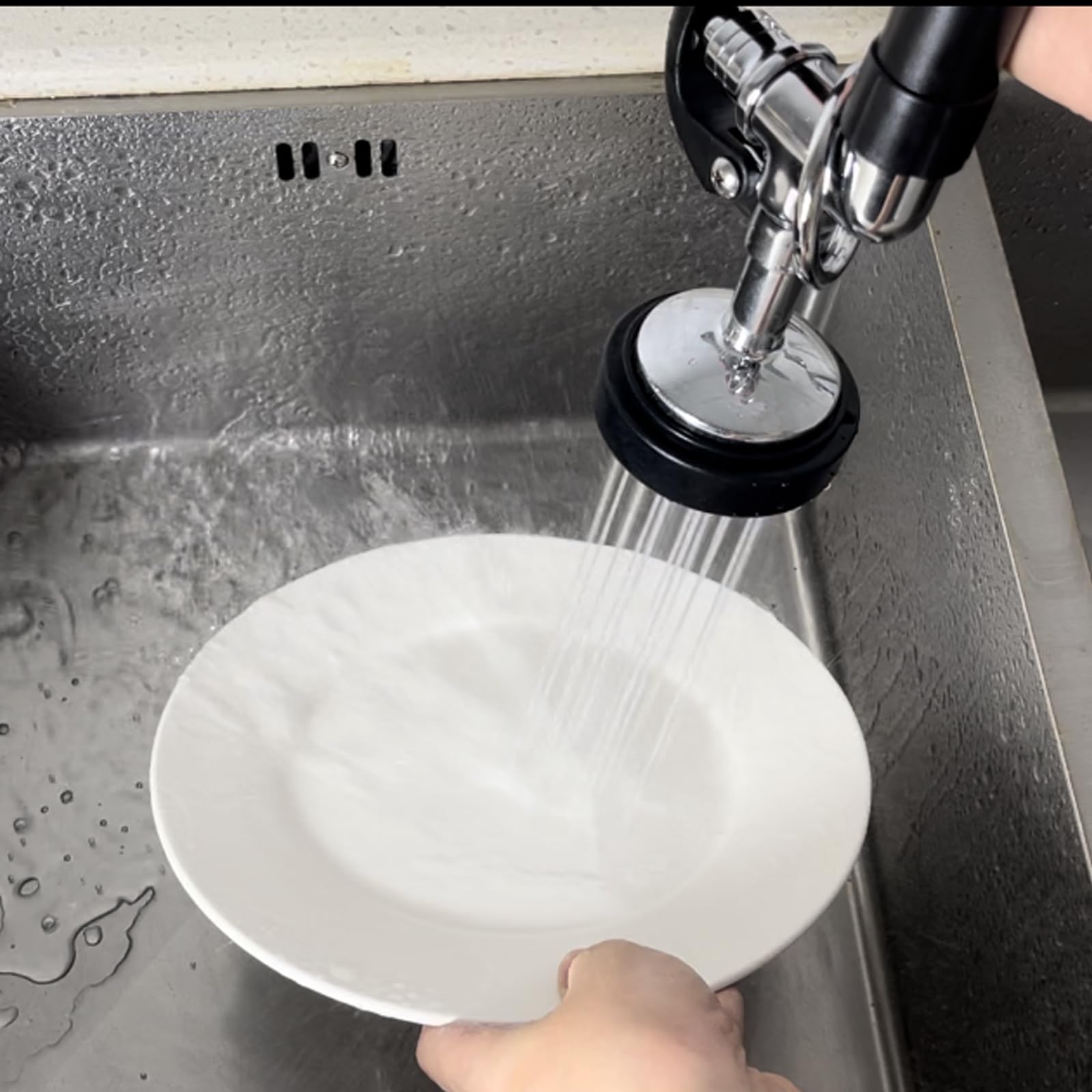 Gosifaca Commercial Sink Sprayer Pre Rinse Sprayer With Ergonomic Handle 1.42Gpm Dish Spray Nozzle Spray Valve,Faucet Parts For Commercial Kitchen Sink,Polished Chrome Finished (Black)