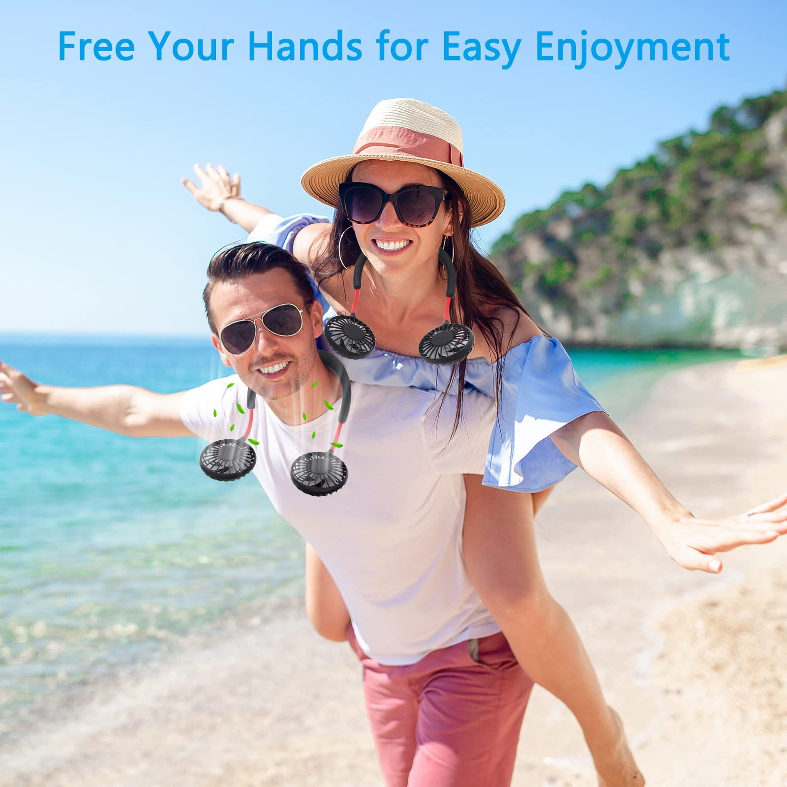 Portable Neck Fan Rechargeable Usb Hands-Free Fan Personal 360° Double Headed Free Rotation 3 Speed