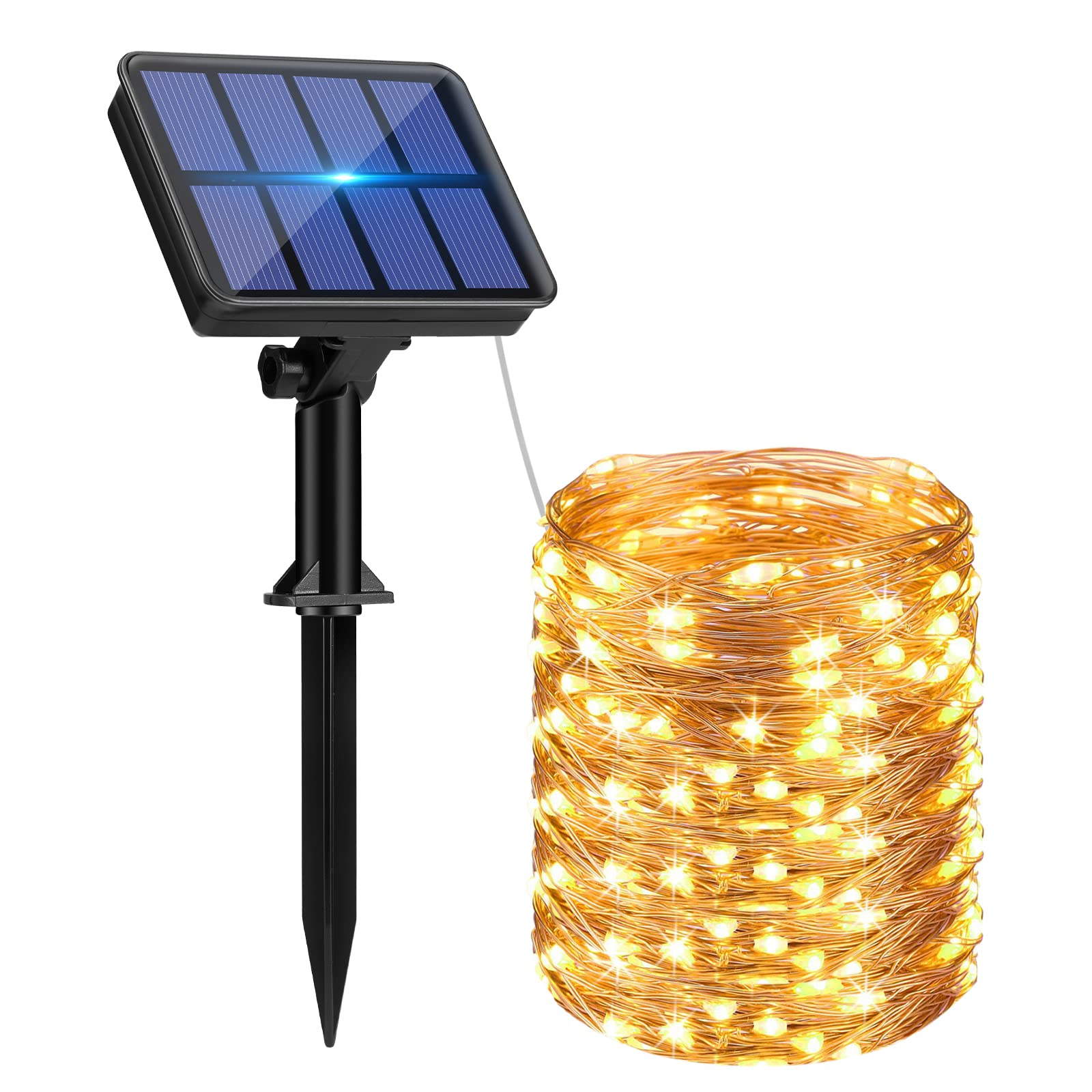 Btfarm 1 Pack Solar String Lights Outdoor, 220Led 22M Solar Fairy Lights Outside Waterproof, 8 Modes Copper Wire Twinkle For Garden Patio Tree Christmas Wedding Decor