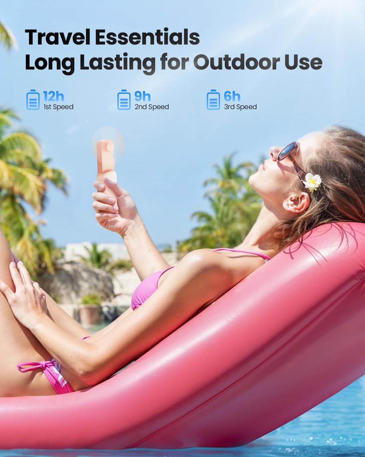 Gaiatop Portable Handheld Fan, Cute Clouds Mini Slide Fan, 3 Speed Usb Rechargeable Small Hand Fan