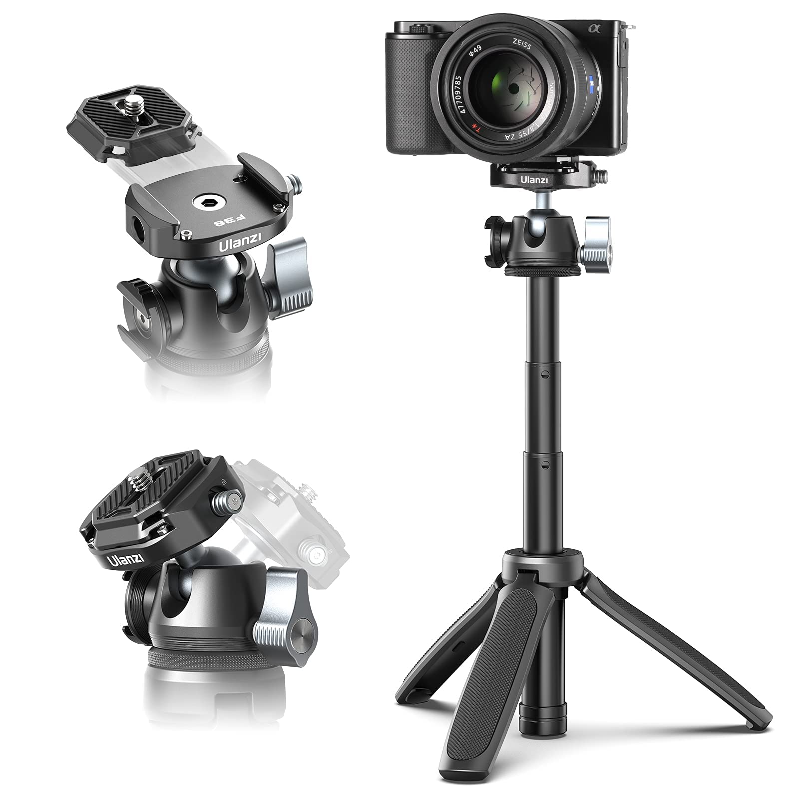 Ulanzi Led Video Light Waterproof Ip68 Camera Lighting Kit + Camera Tripod, Mt-46 Aluminum Alloy Phone Tripod For Camera With F38 Quick Release Plate