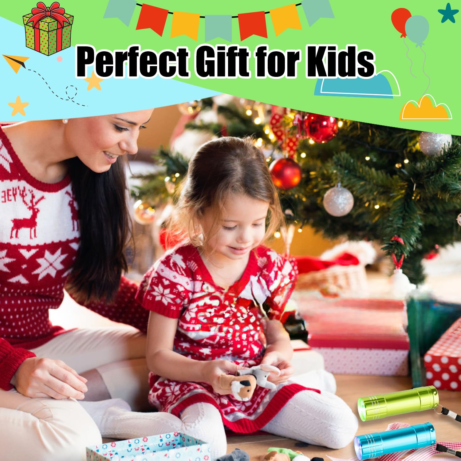 Kunhe 6-Pack Rgb Led Lights For Kids – Durable Aluminum Shell Battery-Powered (Includes Aaa18) Fun & Colorful For Birthdays Parties And Creative Play