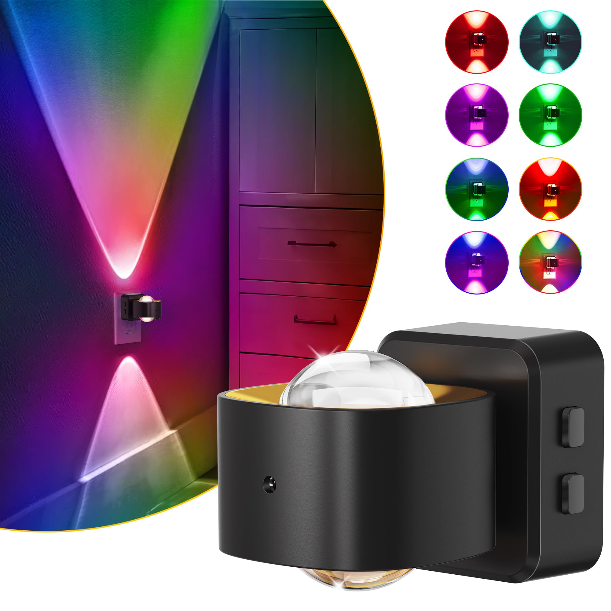 L Lohas Led Night Light Projector, Color Changing Night Light Plug Into Wall, Dusk To Dawn Sensor, Rotating Nightlight For Kids, Rgb Ambient Lighting For Bathroom, Gaming Room, ,1 Pack