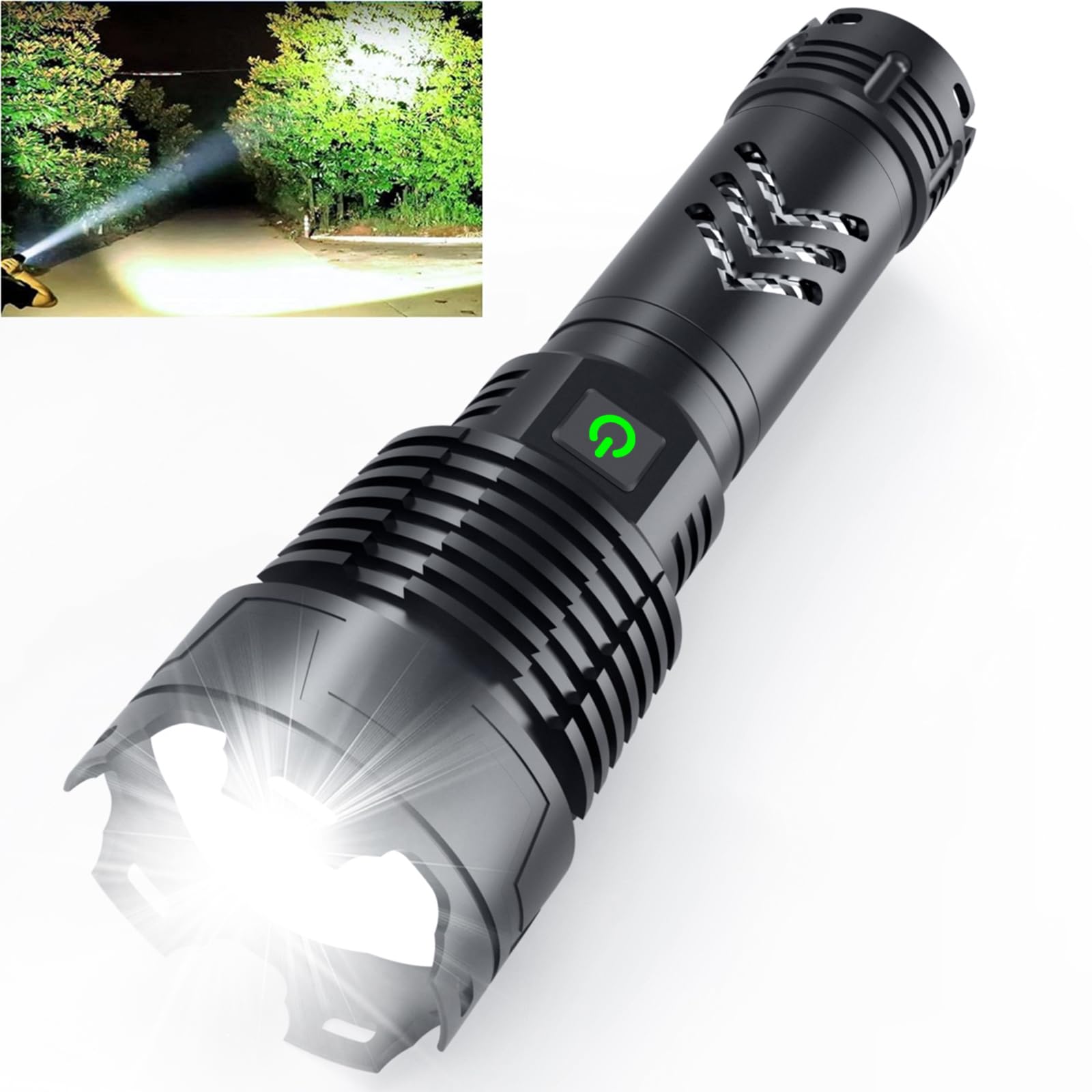 Alifa Rechargeable Flashlights 1500000High Lumens, Led Powerful Super Bright Flashlight, 5 Mode Zoomable Utility Flashlights Waterproof, Output Funtion & 24H Long Life For Emergencies Camping.