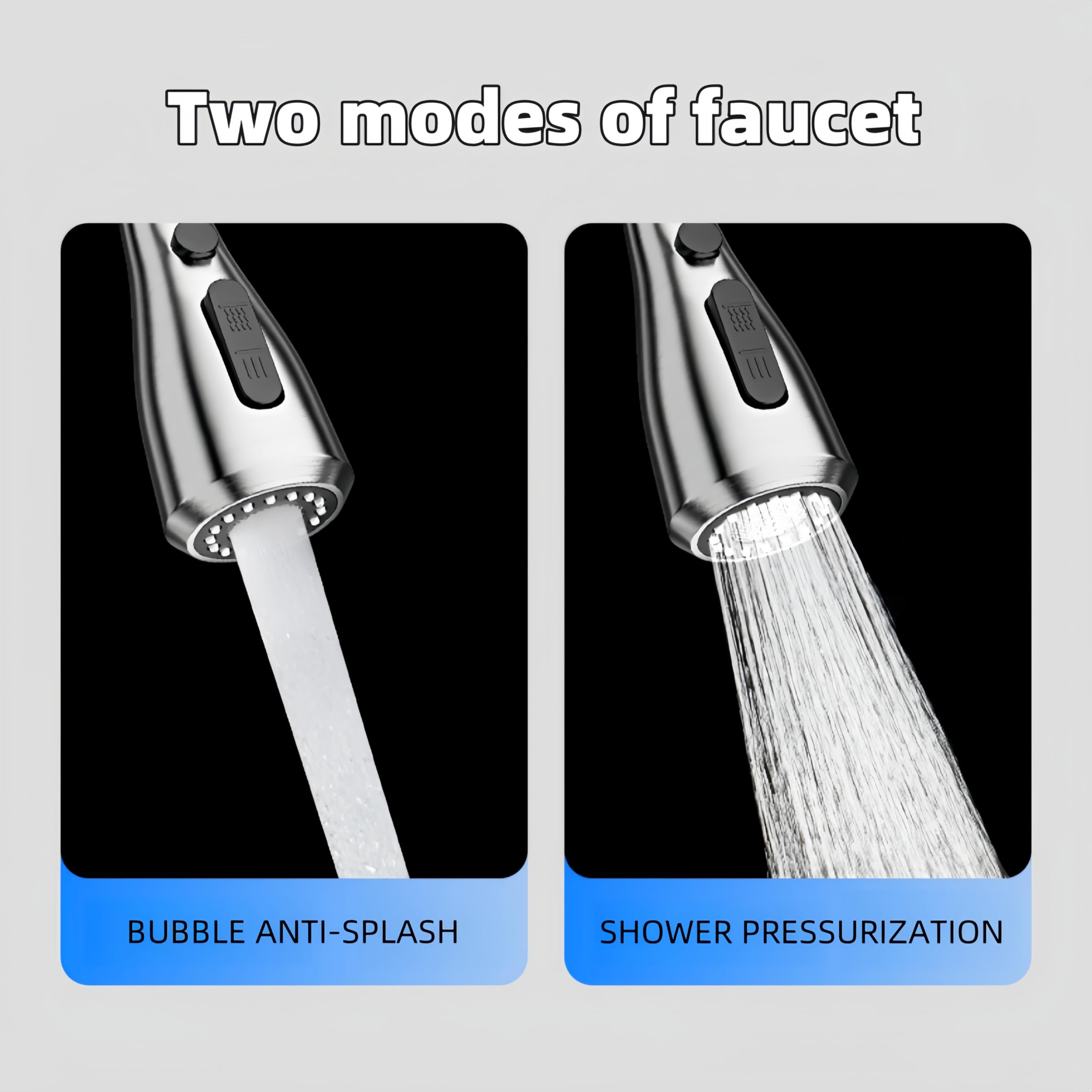 Cohpwu Kitchen Sink Faucet With Pull Down Sprayer Black (Silver)