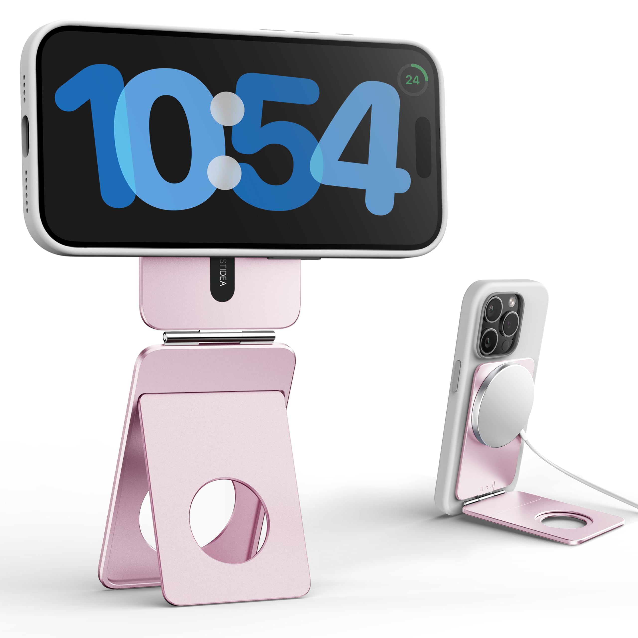 1St Idea Phone Tripod Stand, Aluminum Alloy Mini Tripod Compatible With Magsafe Iphone 16/15/14/13/12 Series, Foldable Strong Magnetic Phone Stand, Mult-Angle Adjustment Selfie Stick (Pink)