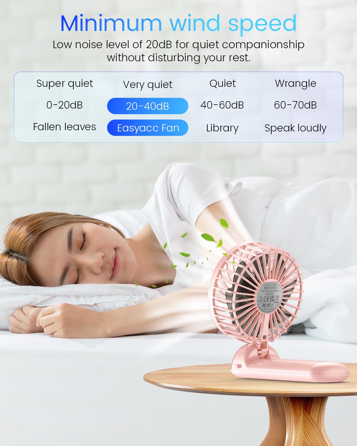 Portable Handheld Mini Fan Rechargeable: Small Hand Personal Foldable Fans 180° Adjustable 4 Speed