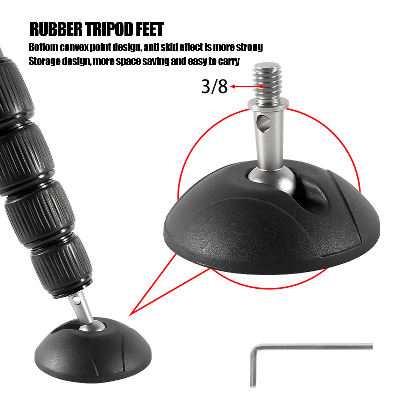 Vbestlife Monopod Foot Pad, 3/8In Rubber Anti Slip Tripod Foot Pad, 68Mm Diameter Support Foot Pad Replacement