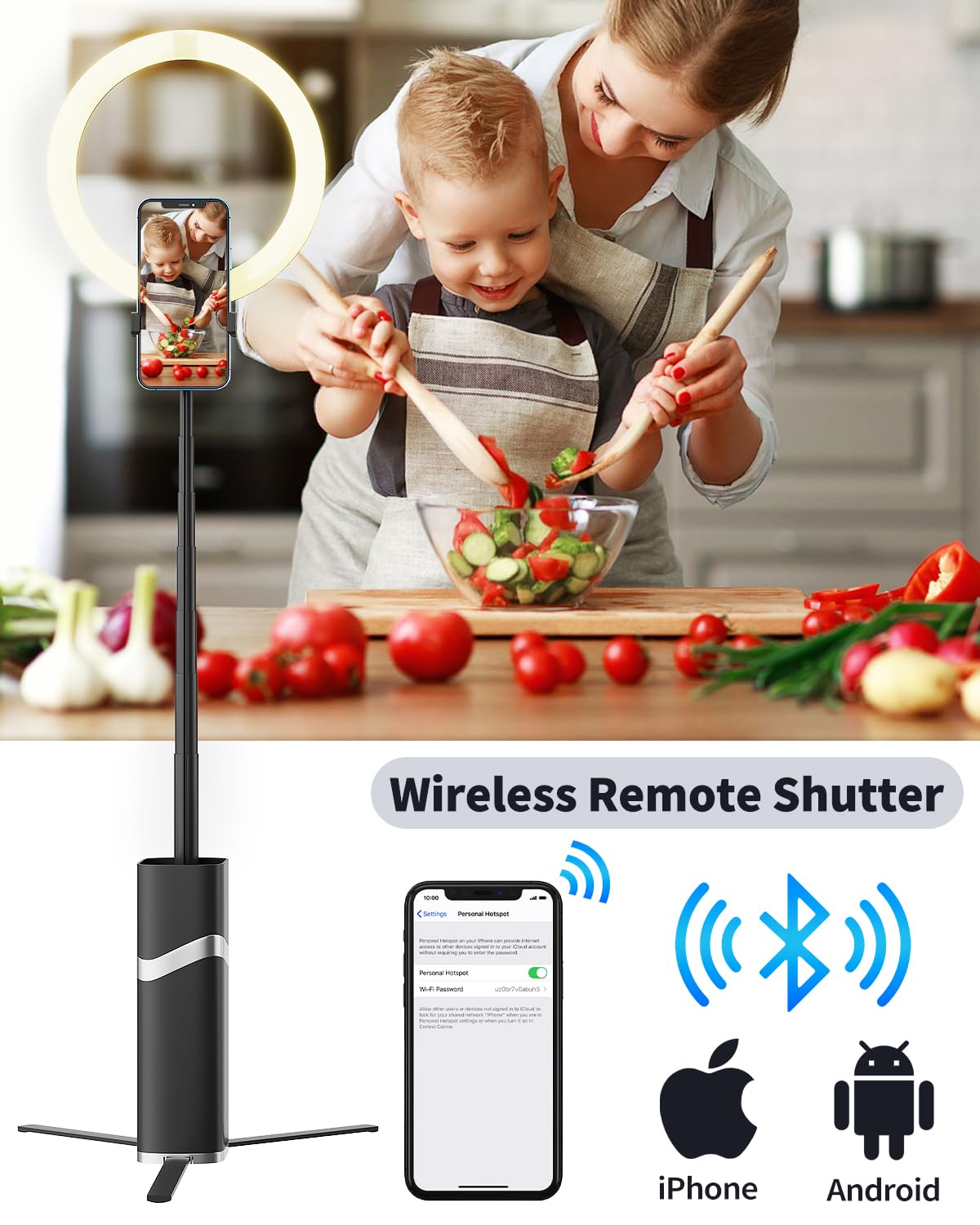 Beitier 10" Foldable Ring Light With 76" Extendable Tripod Stand, 4000Mah Led Circle Light With Phone Holder For Video Recording, Photography, Live Stream, Makeup, Tiktok, Youtube (Black)