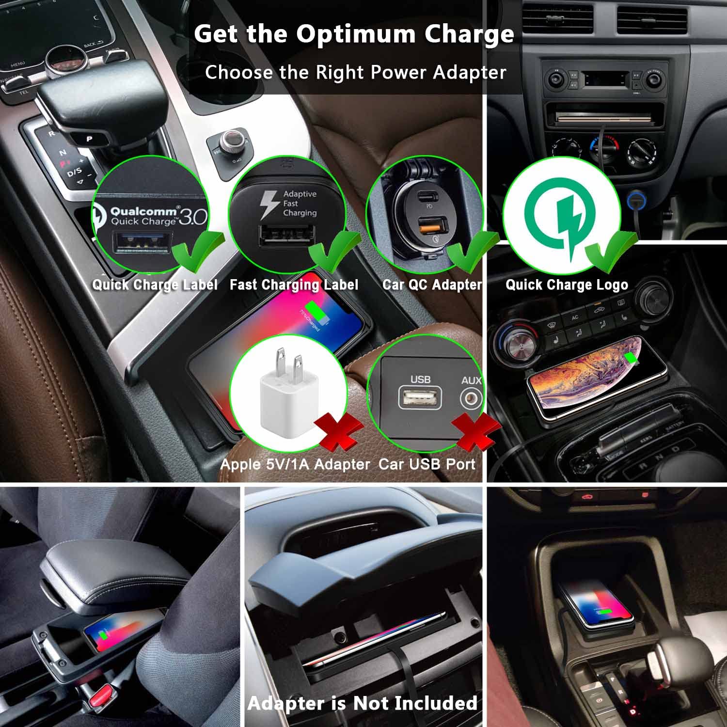 Tasumato Wireless Car Charger Qi Charging Pad Fast 15W 10W 7.5W Quick Charge Adapter For Iphone 14 13 12 Mini 11 Pro Max 8 Plus X Xr Xs Airpods Lg Samsung Note Galaxy Buds S9 S10 S20 S21 S22 S23 Android Phones