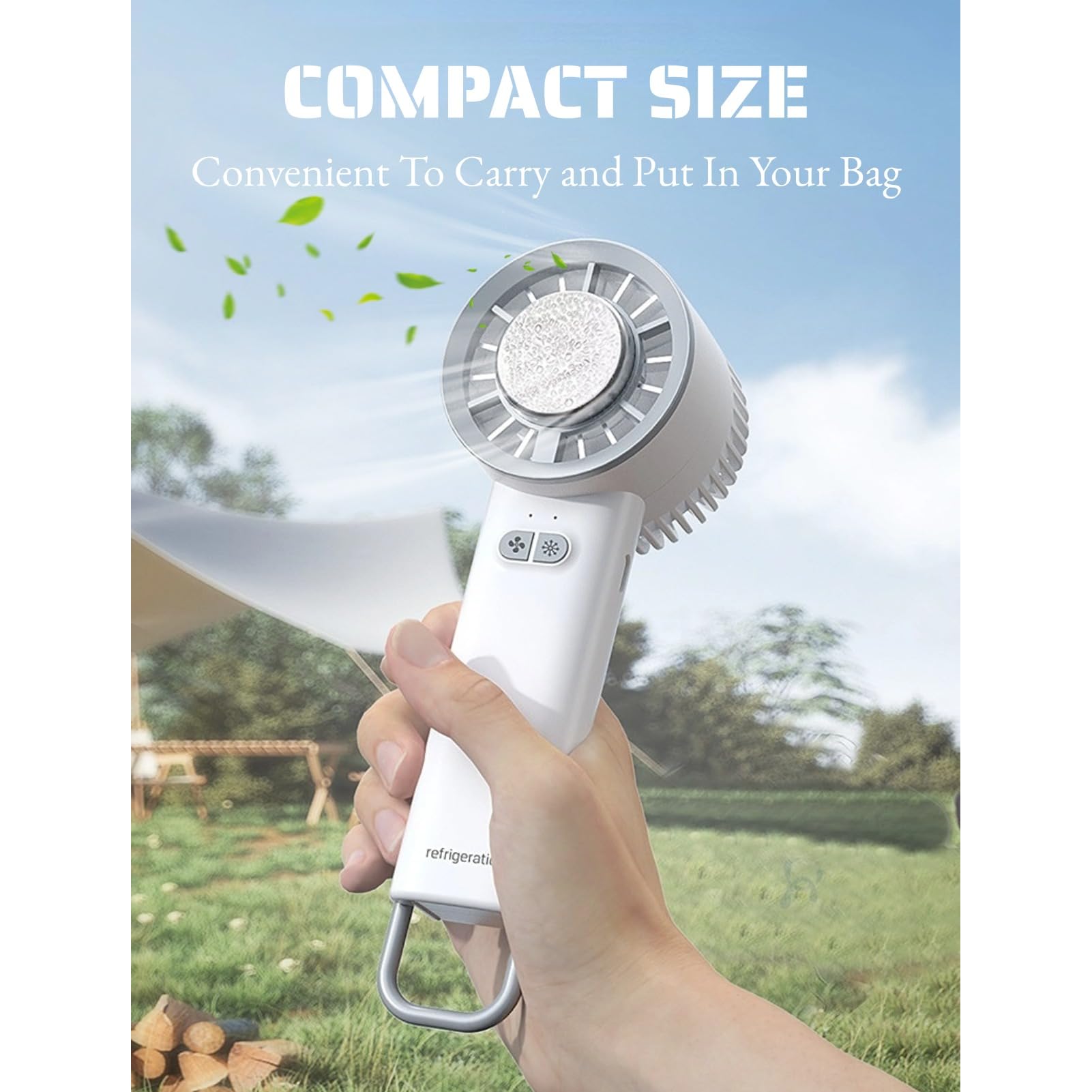 Handheld Fan With Ice Cooling, Usb Rechargeable 3 Speeds Low Noise Small Pocket Cooling Fan