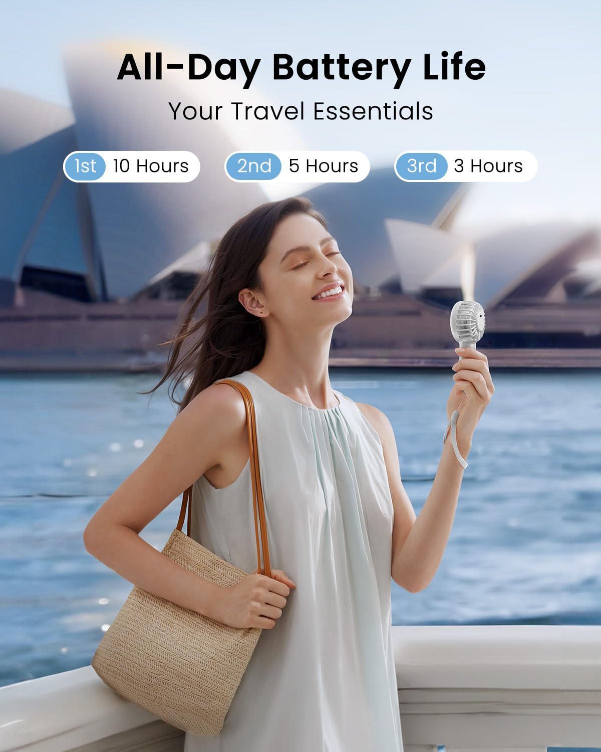 Gaiatop Mini Portable Handheld Fan, 3 Speed Powerful Battery Operated, Small Usb Rechargeable