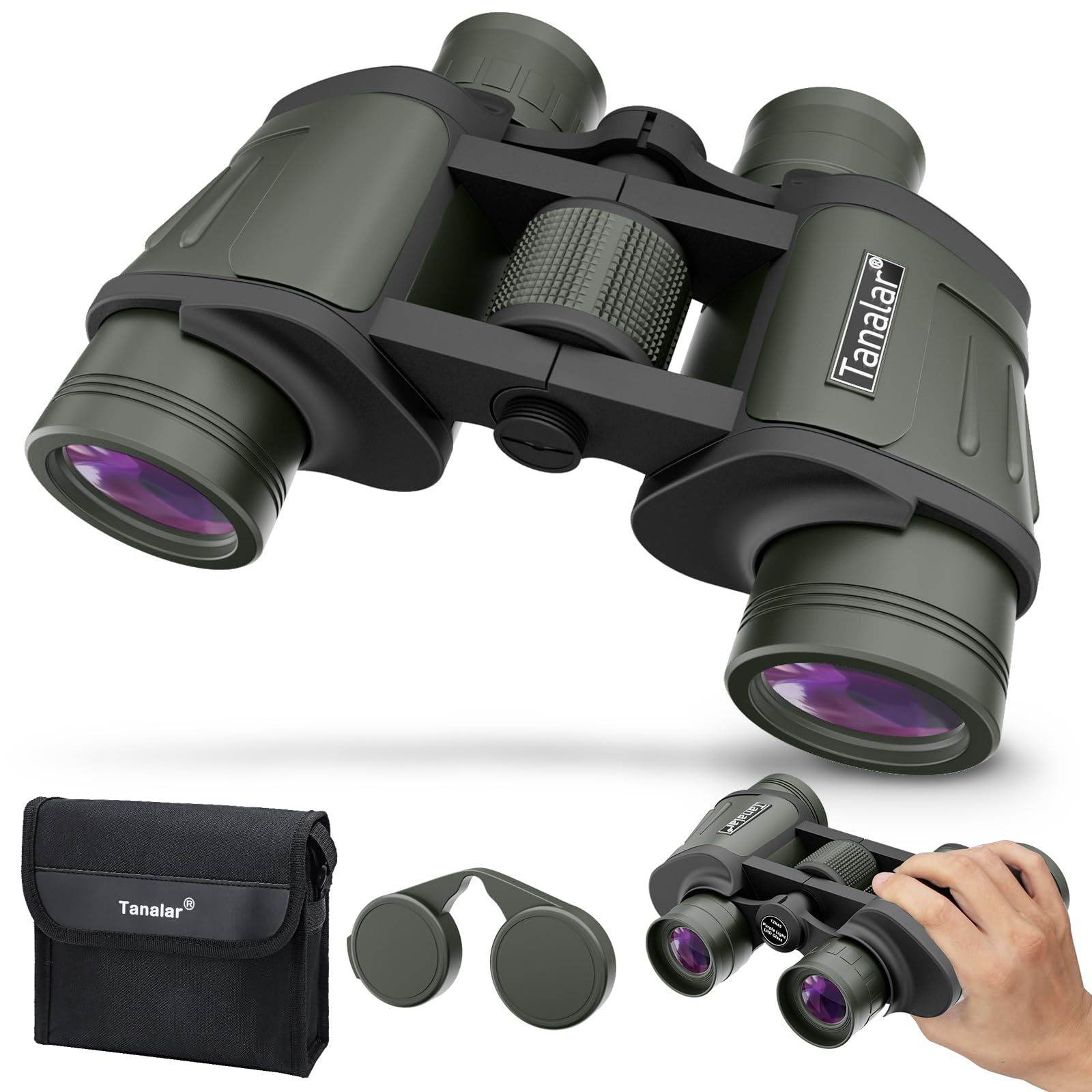 Tanalar 12X45 Compact Adult And Children'S Binoculars, Large Eyepiece Waterproof Low Light Vision, Outdoor Viewing And Hunting Binoculars