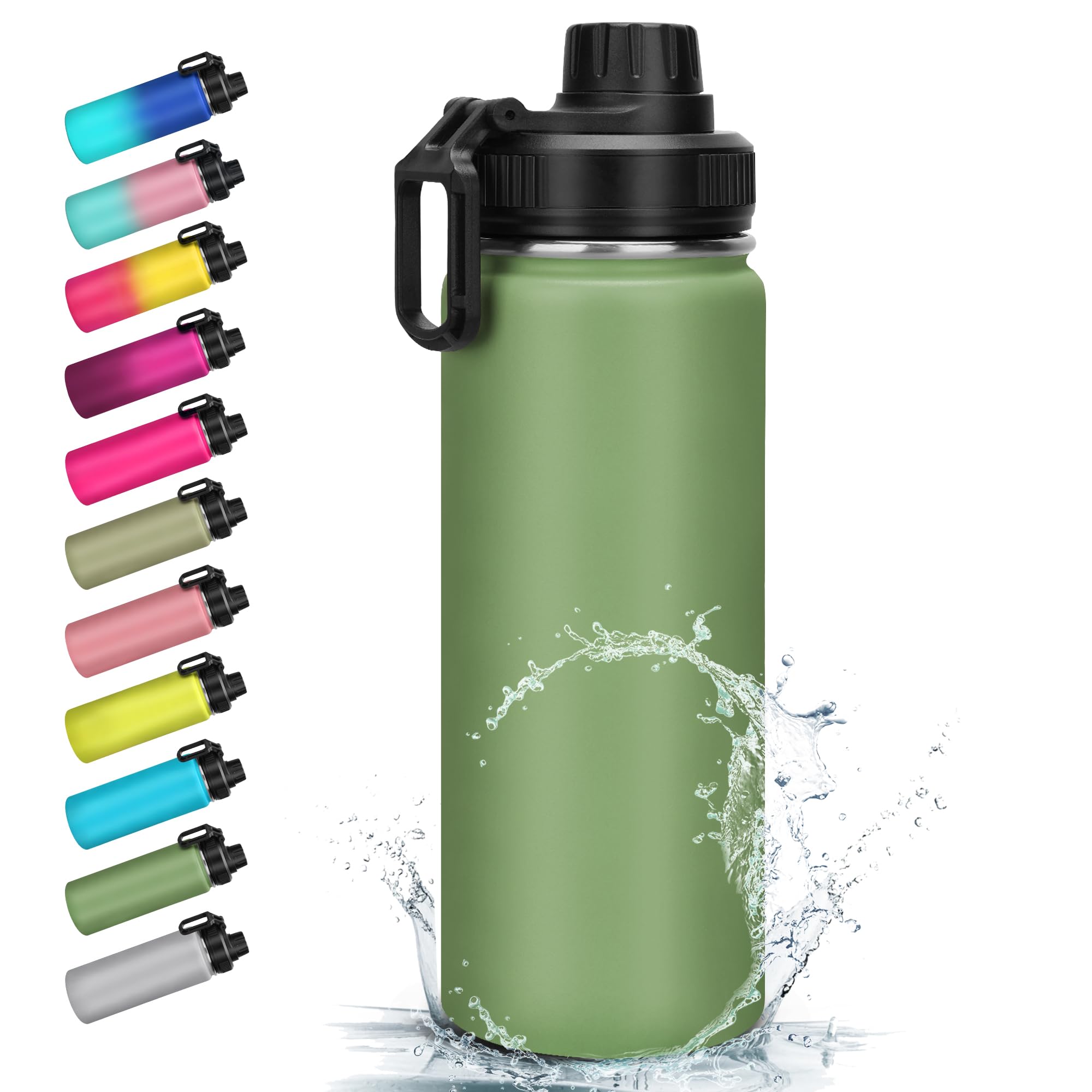 18 Oz Stainless Steel Water Bottles With Spout Lid Insulated Water Bottle Double Wall Vacuum Wide