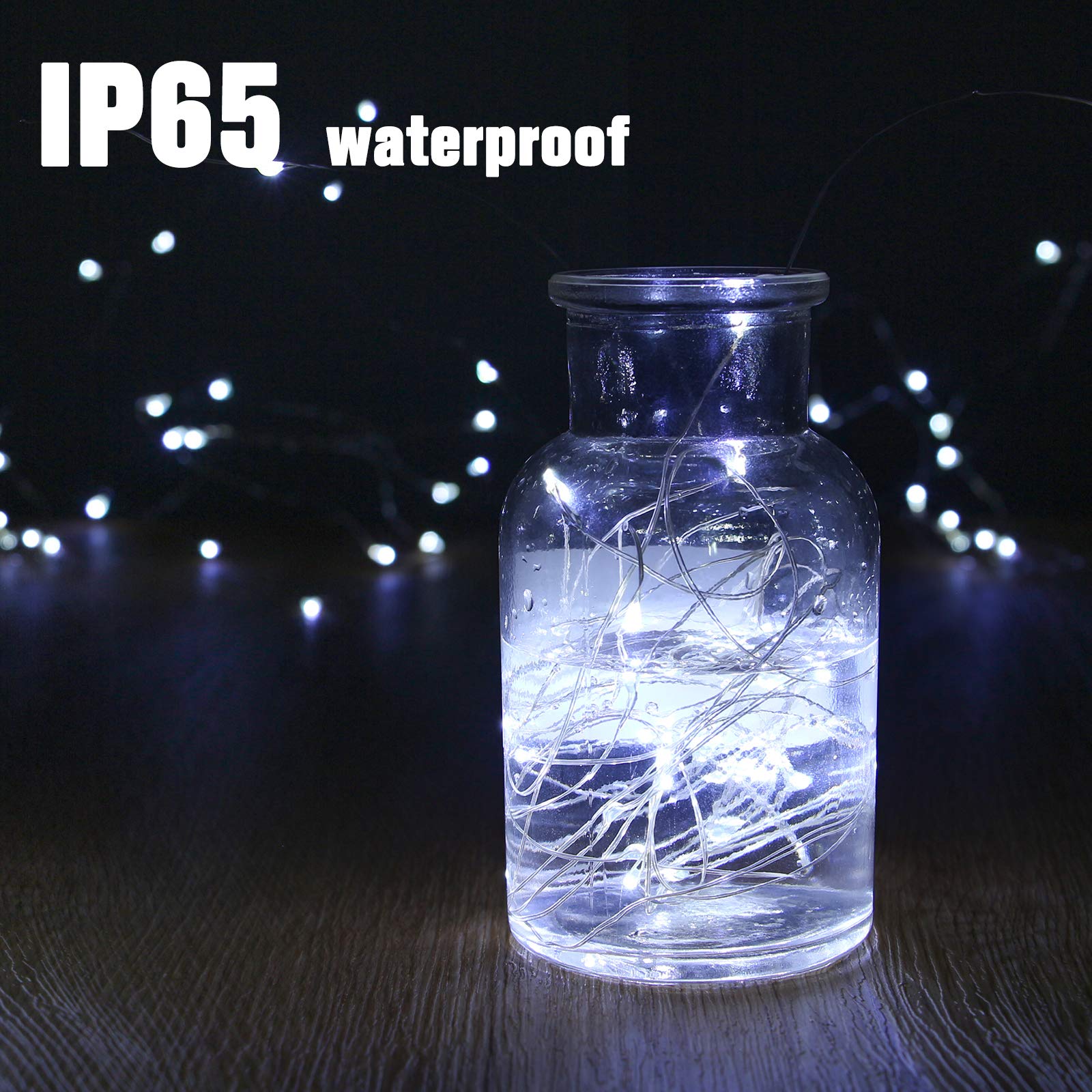 Tasodin Led Fairy Lights Waterproof 16.4Ft String Lights Battery Operated For Wedding, Home, Garden, Party, Christmas Decoration, White
