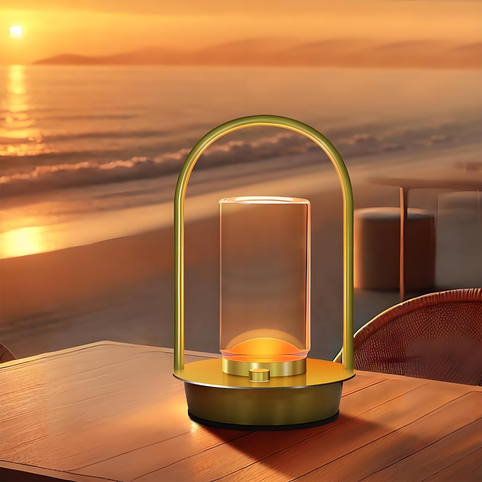 Aoteam Portable Metal Table Lamp For Outdoor Indoor 3 Colors Cordless Table Lamp Rechargeable Dimmable Battery Powered Small Desk Lamp Crystal Lantern Lamp For Patio Bedroom Restaurant Bar Camping