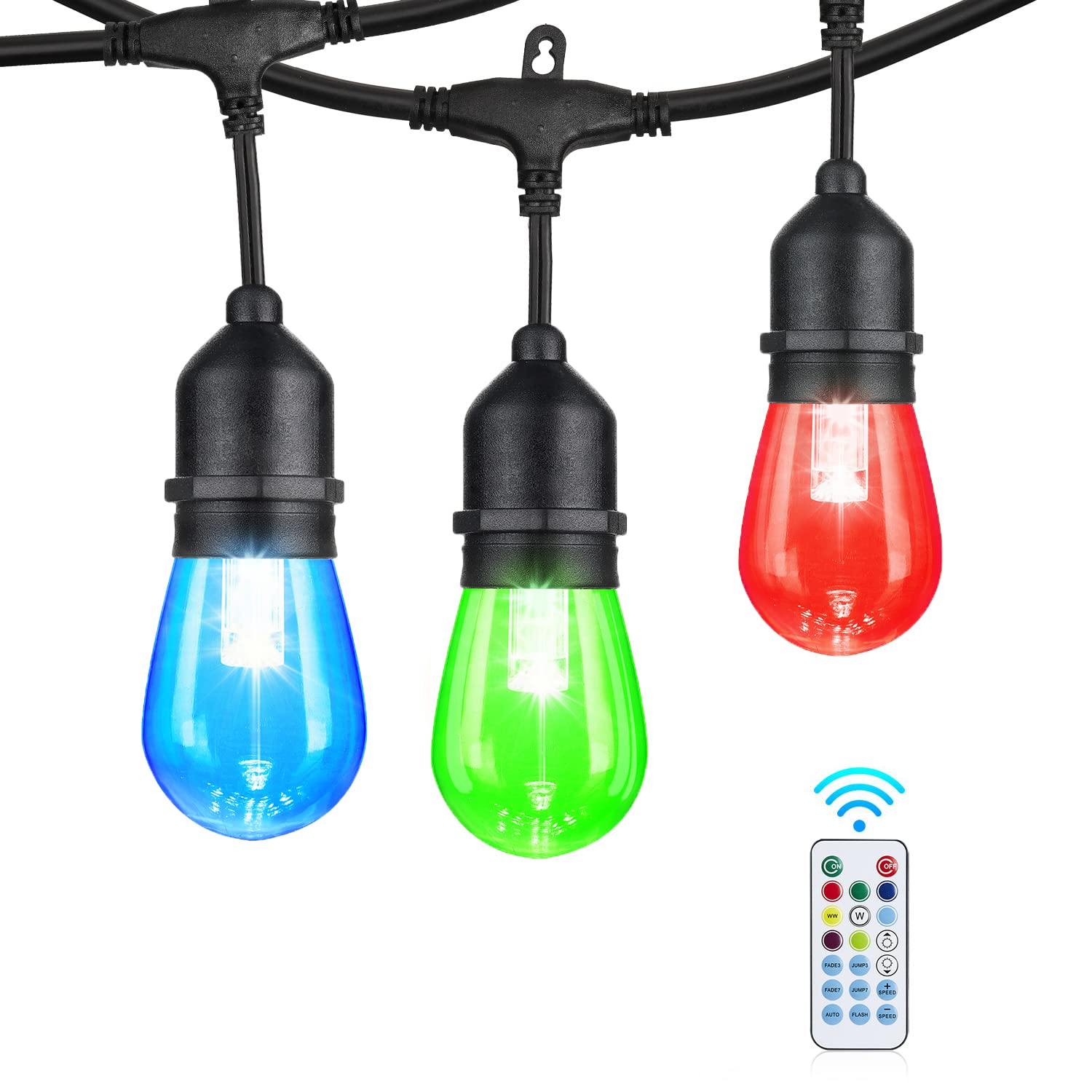 Glsbuld Outdoor String Lights, 24Ft Color Changing Outdoor String Lights, Patio Lights Outdoor Waterproof Porch Light With Remote, For Patio Decor…