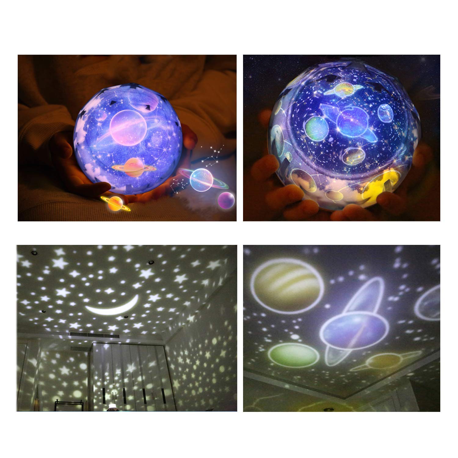 Elmchee Star Night Light For Kids, Universe Night Light Projection Lamp, Romantic Star Sea Birthday  Projector Lamp For Bedroom - 3 Sets Of Film