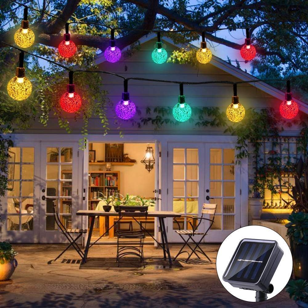 Avnerce Solar String Lights Outdoor 50Led 24Feet Waterproof Crystal Globe Lights With 8 Lighting Modes, Solar Powered Patio Lights For Outside Garden Yard Home Party Decor (Multicolor)