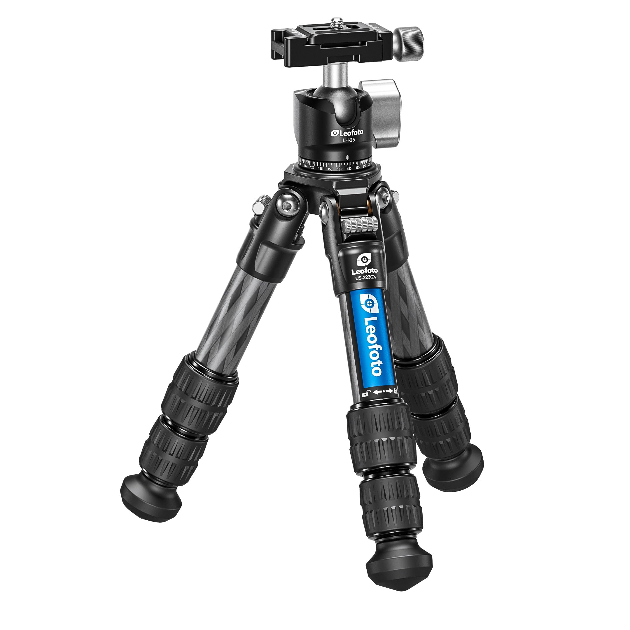 Leofoto Ls-223Cx+Lh-25 Travel Tripod, Tabletop Tripod, Ranger Series, Carbon Fiber, 3 Leg Sections, Lightweight, Ball Head Set