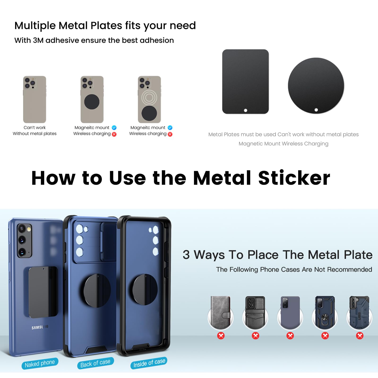 Apps2Car Magnetic Phone Mount For Car – Industrial Suction Cup Dashboard & Windshield Holder With Telescopic Arm, 6 Strong Magnets – Universal Fit For Iphone & Android (Metal Plate Required)