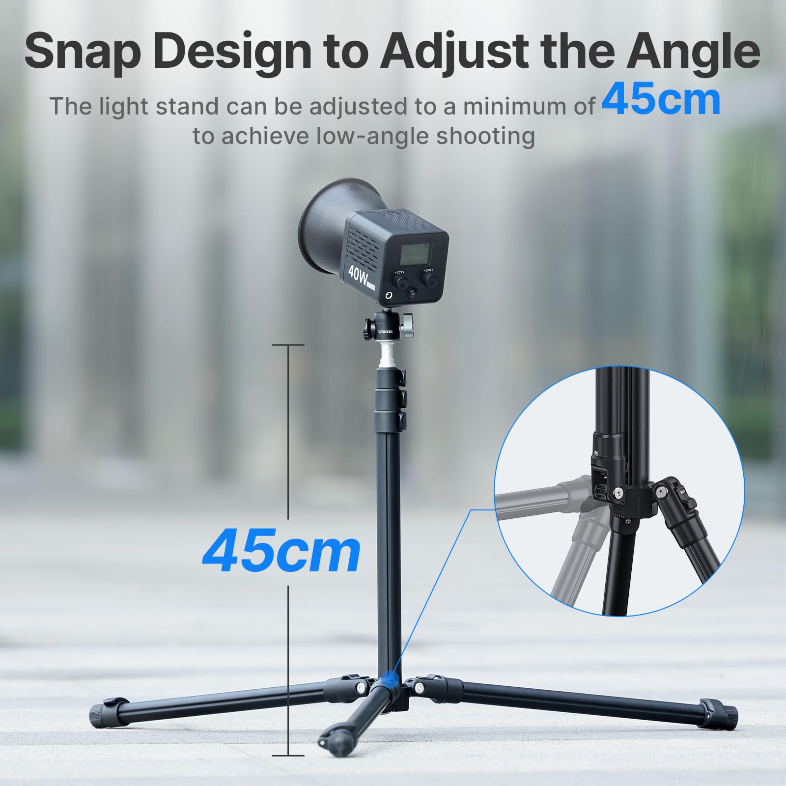 Vijim Ulanzi Tt43 Extendable Photography Light Stand, Adjustable 6.23Ft Aluminum Tripod, Reversible Portable Studio Lighting Tripod For Continute Output Lighting/Strobe Light/Webcams/Cameras/Softbox