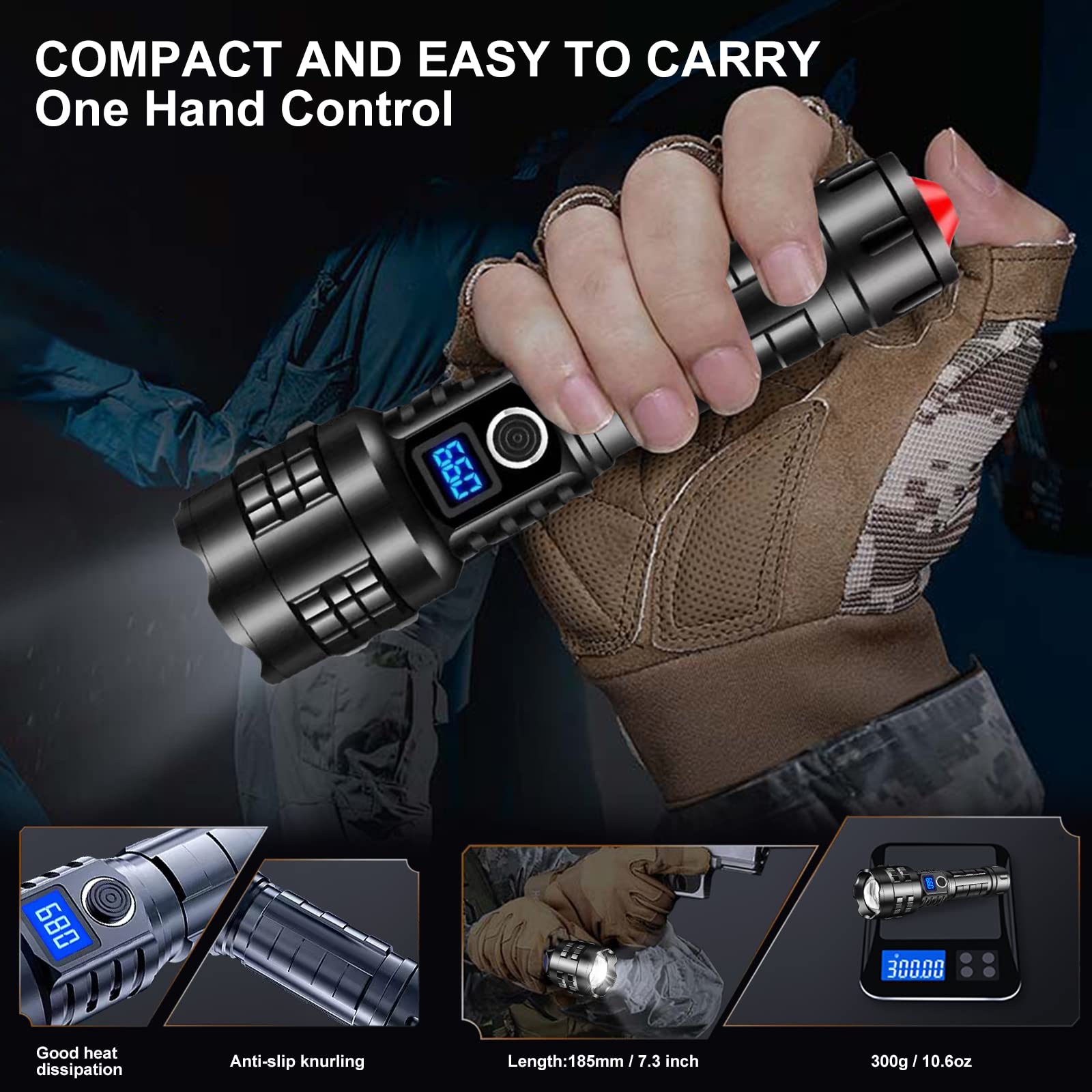 Aifire Worlds Brightest Flashlight 200000 Lumens Oled Charging Display Best Rechargeable Led Spotlight Usb-C Power Bank Holster