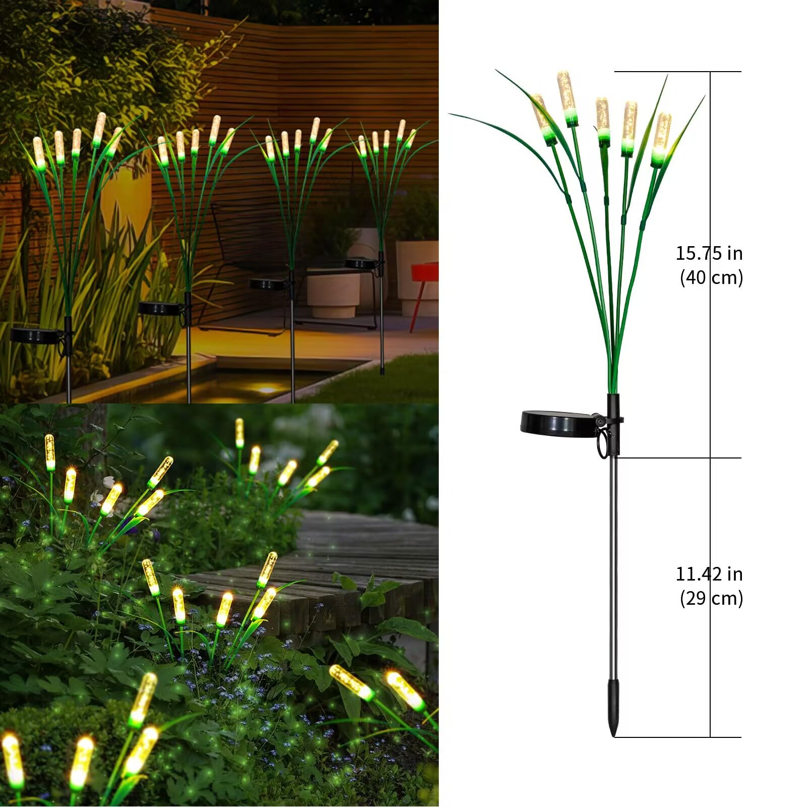 Bxroiu Solar Outdoor Garden Lights,Led Solar Swaying Lights For Garden Patio Yard Pathway Walkway Wedding Party Christmas Landscape Lighting (Warm White, 2 Pack)