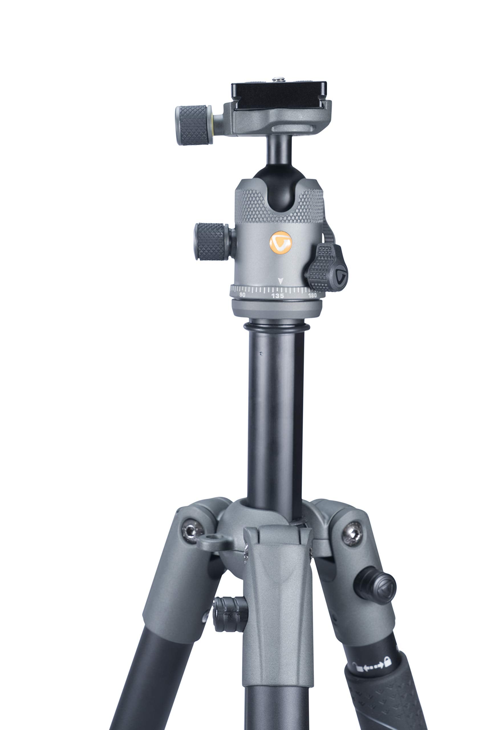 Vanguard Veo2S265Ab Aluminum Travel Tripod With Ball Head, Monopod Option, Smart Phone Holder, Spiked Feet, And Tripod Bag