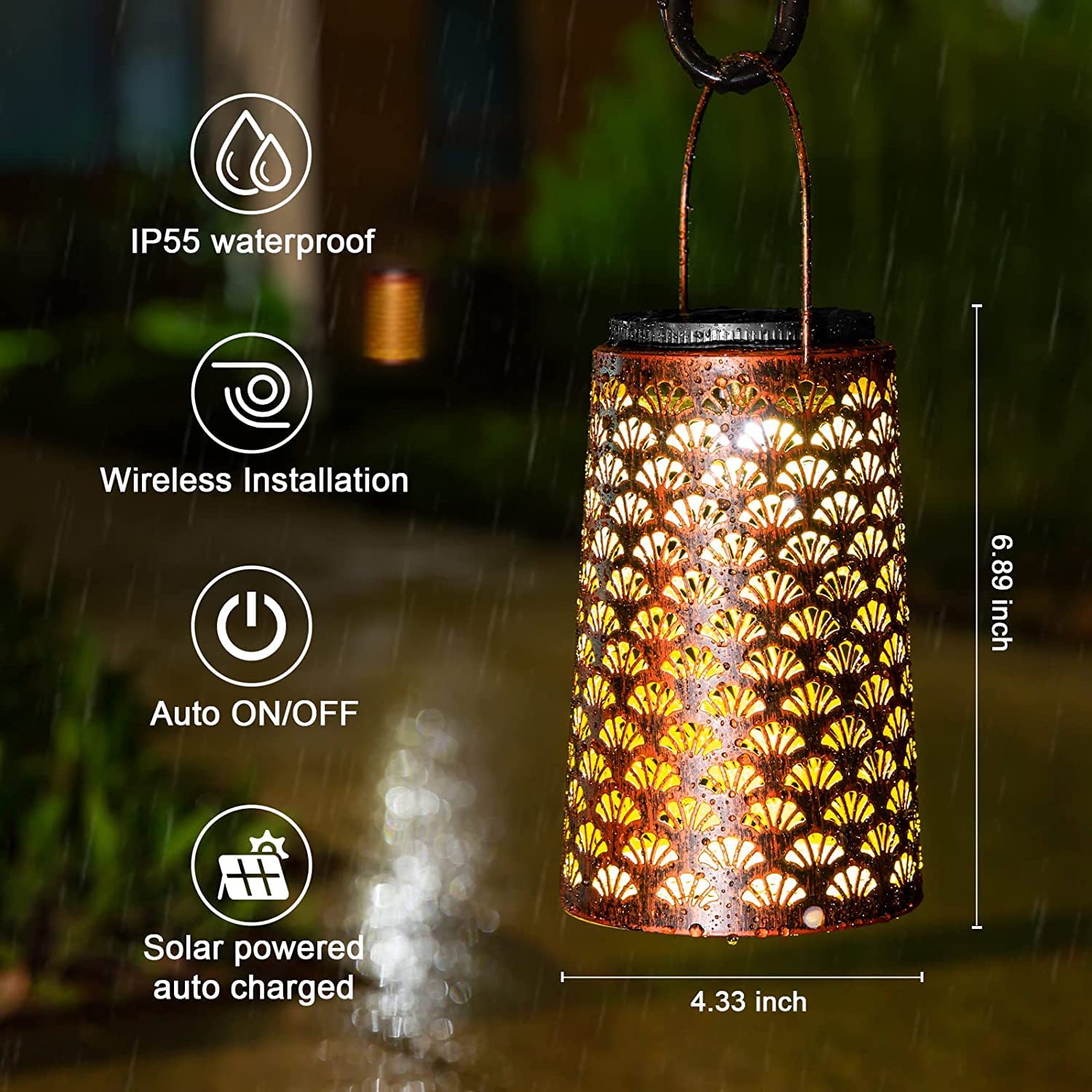 Jsot Solar Lanterns Outdoor Waterproof, Hanging Lantern Decorative Metal Outdoor Lights For Backyard Patio Table Yard Balcony Lawn Pathway Tree 2 Modes(Warm/Cool White-6Pack)