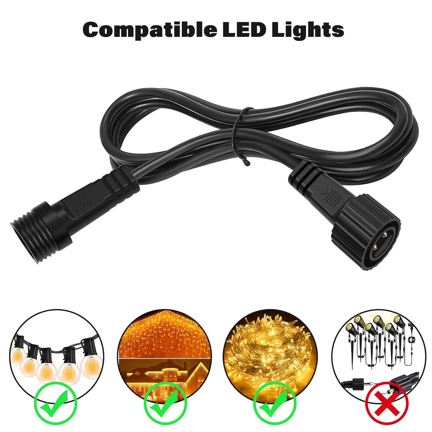 Ffzzkj 2Pin Extension Cable For G40 Globe String Lights Ip68 Waterproof Extension Lead 24Awg Extension Cord For Outdoor Solar String Lights, Indoor String Lights, 6.6Ft(2M)